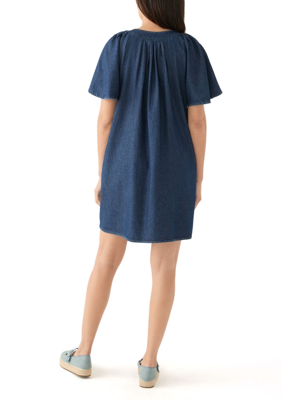 Womens Split Neck Printed Dress