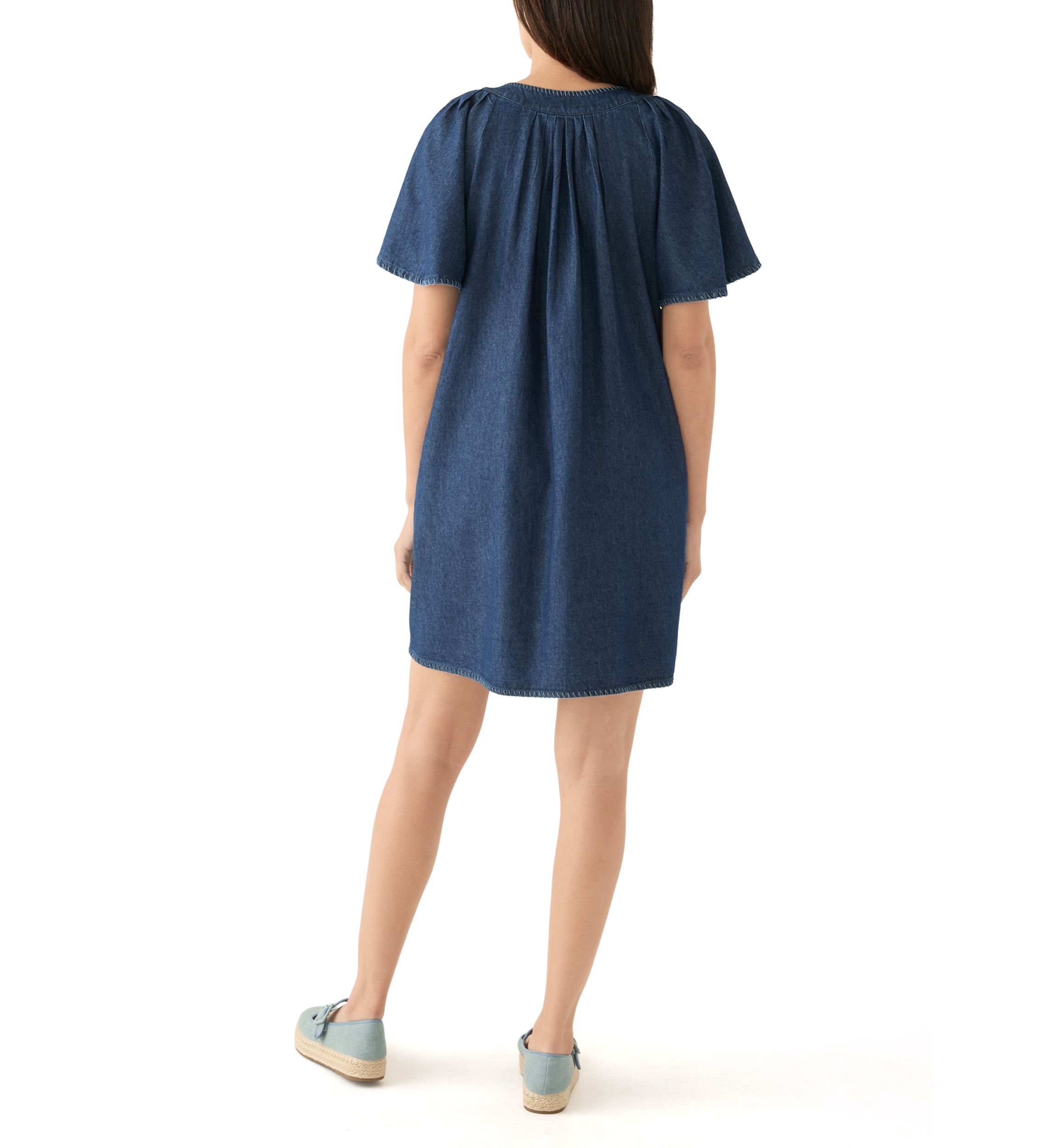 Womens Split Neck Printed Dress