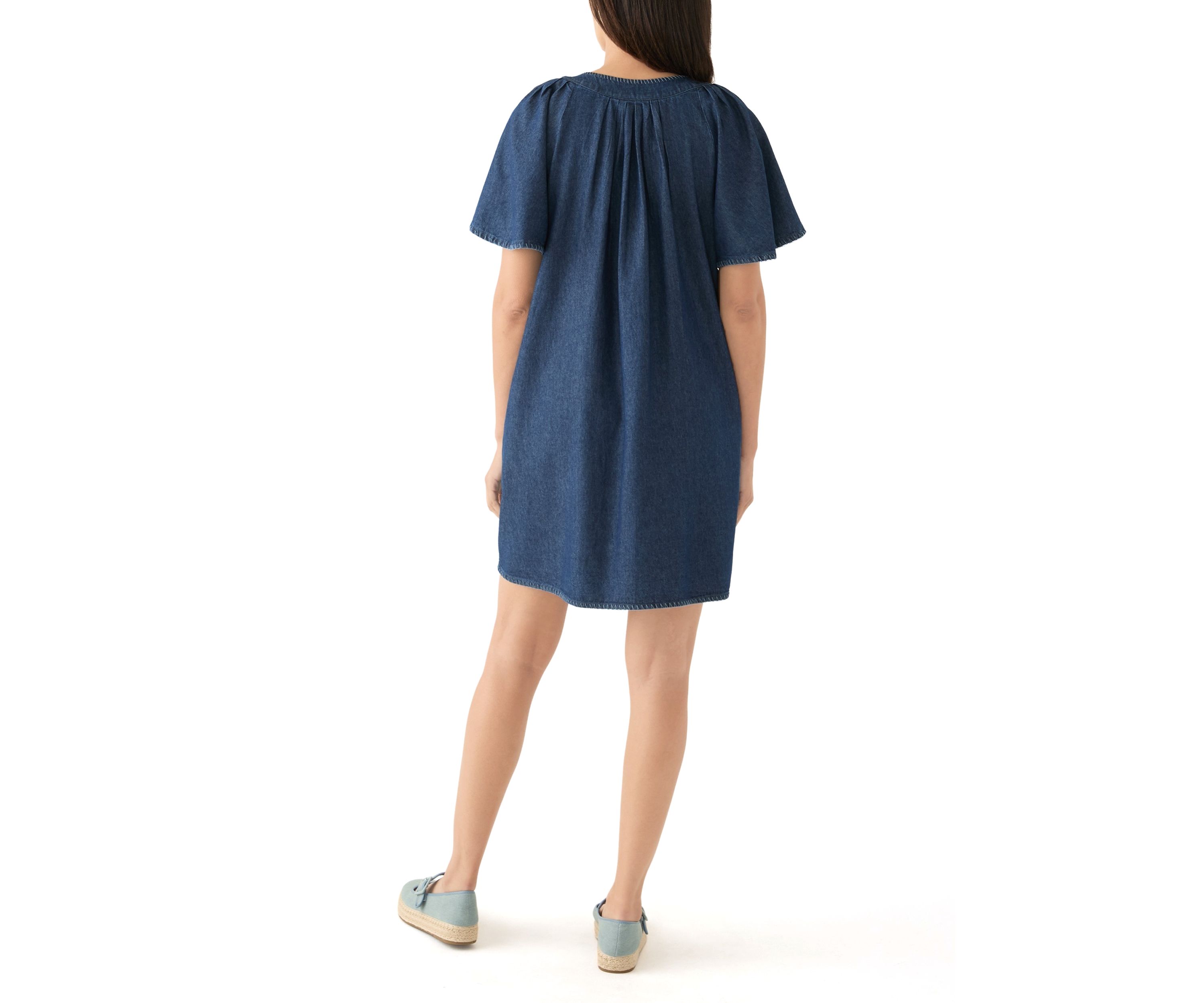 Womens Split Neck Printed Dress