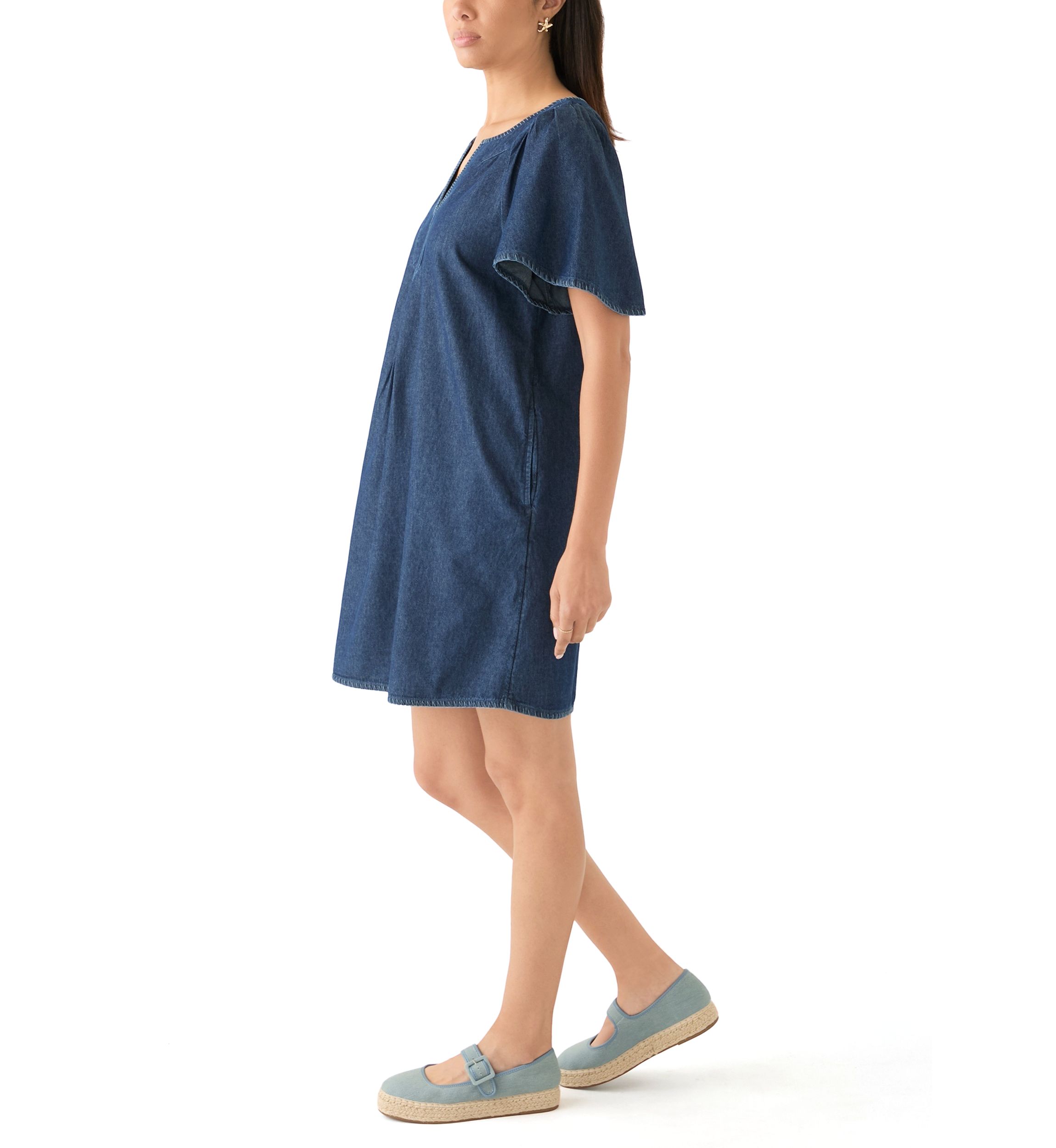 Womens Split Neck Printed Dress