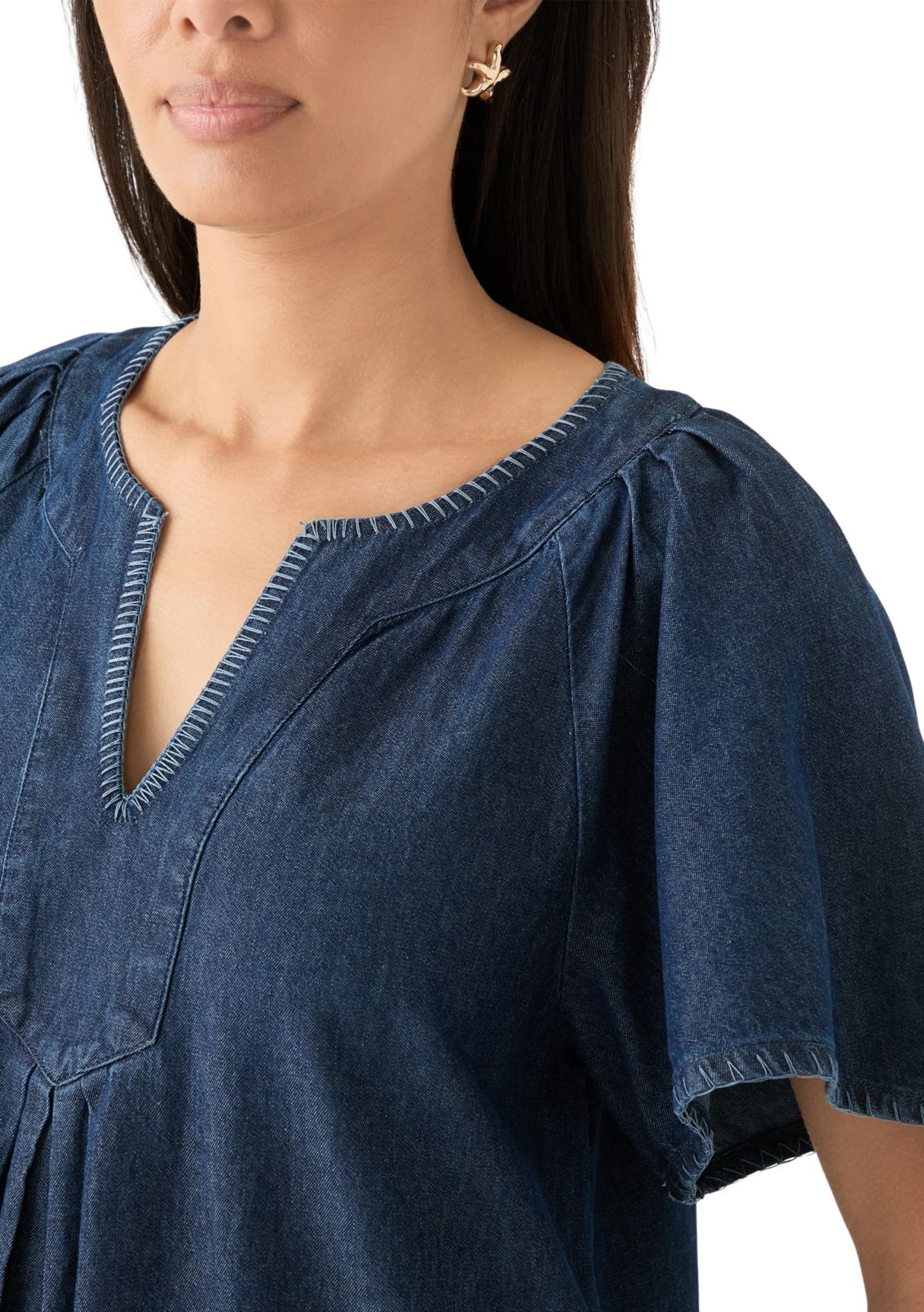 Womens Split Neck Printed Dress