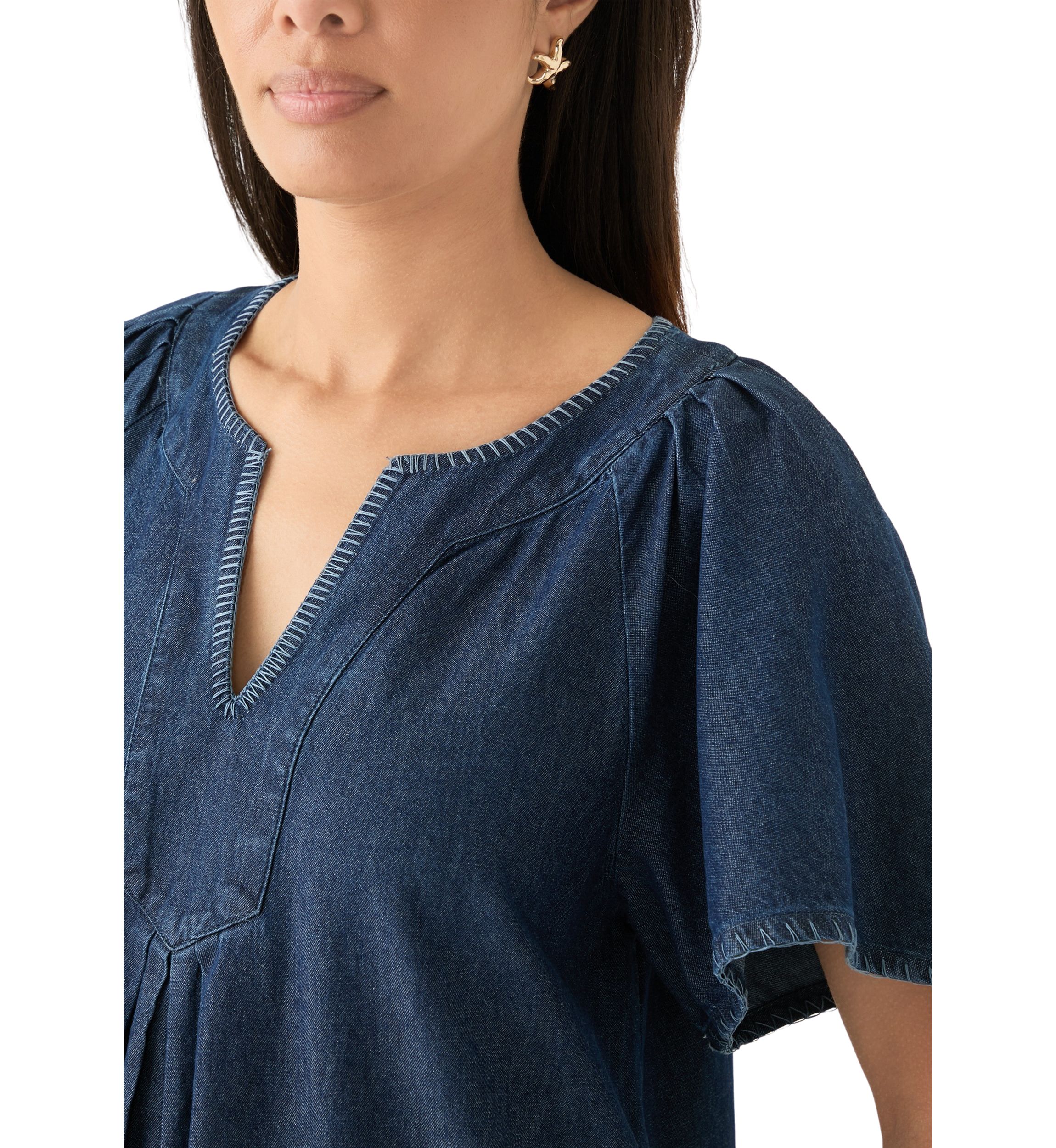 Womens Split Neck Printed Dress