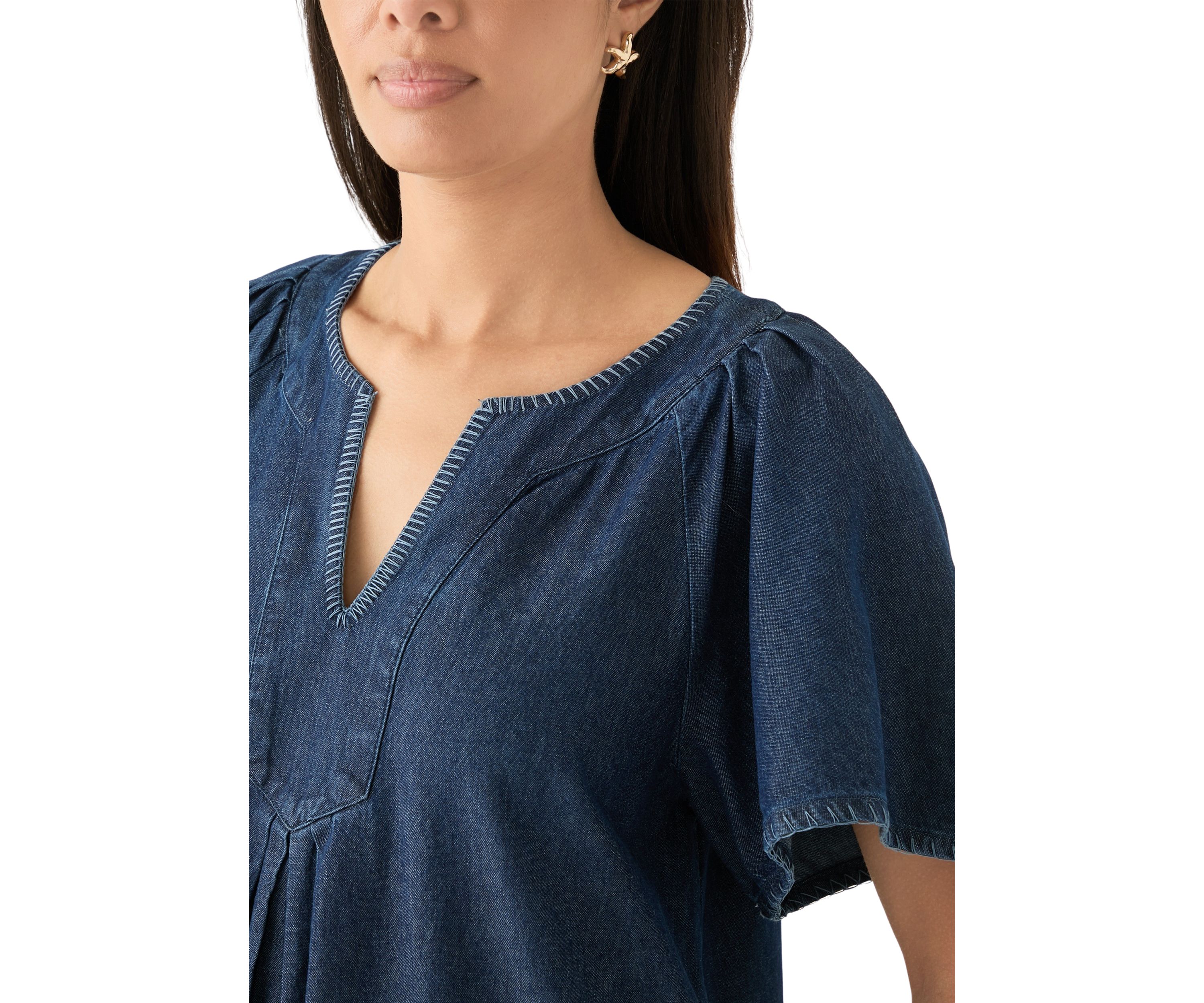 Womens Split Neck Printed Dress