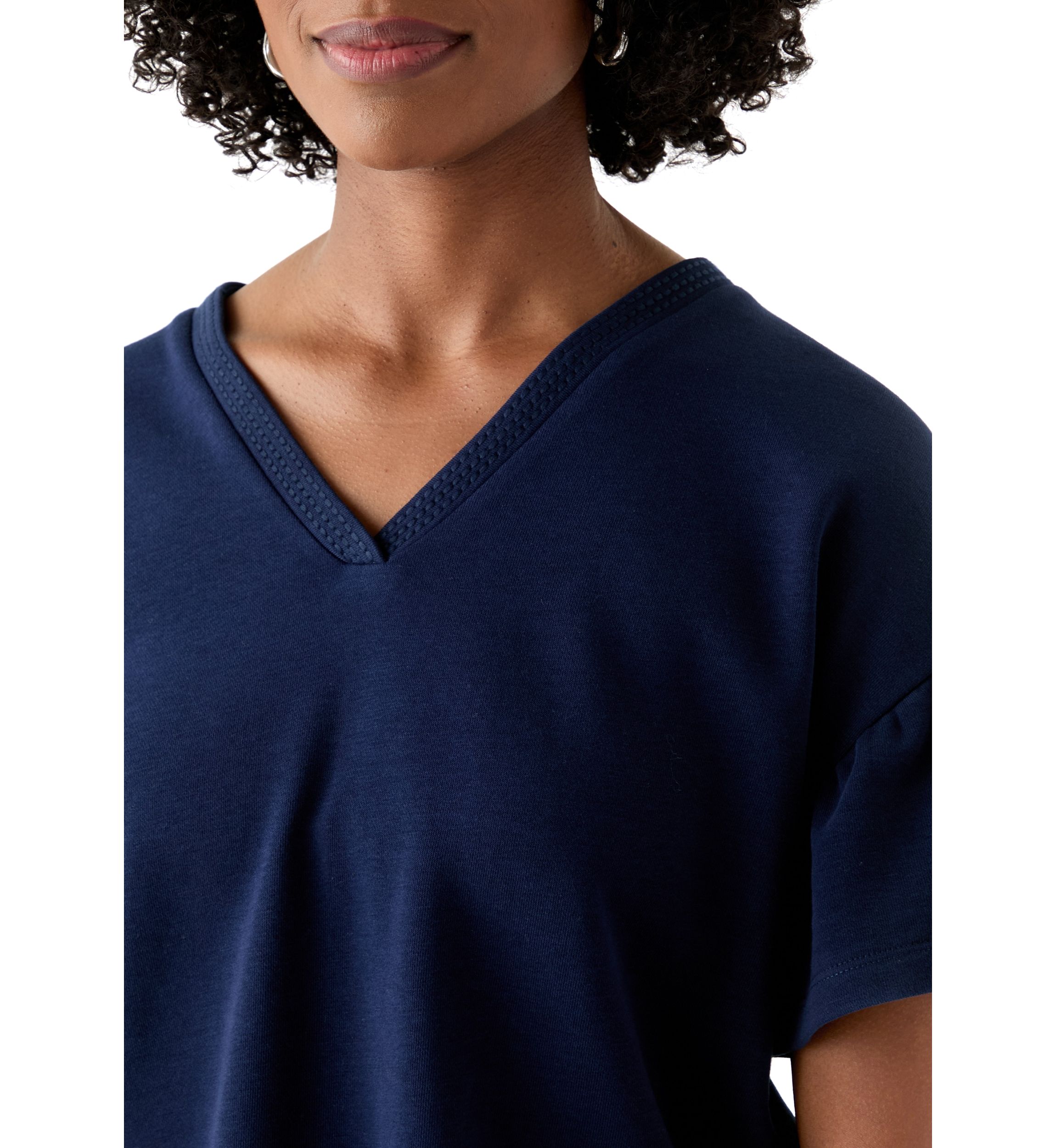 Womens Short Ruffle Sleeve V-Neck Top