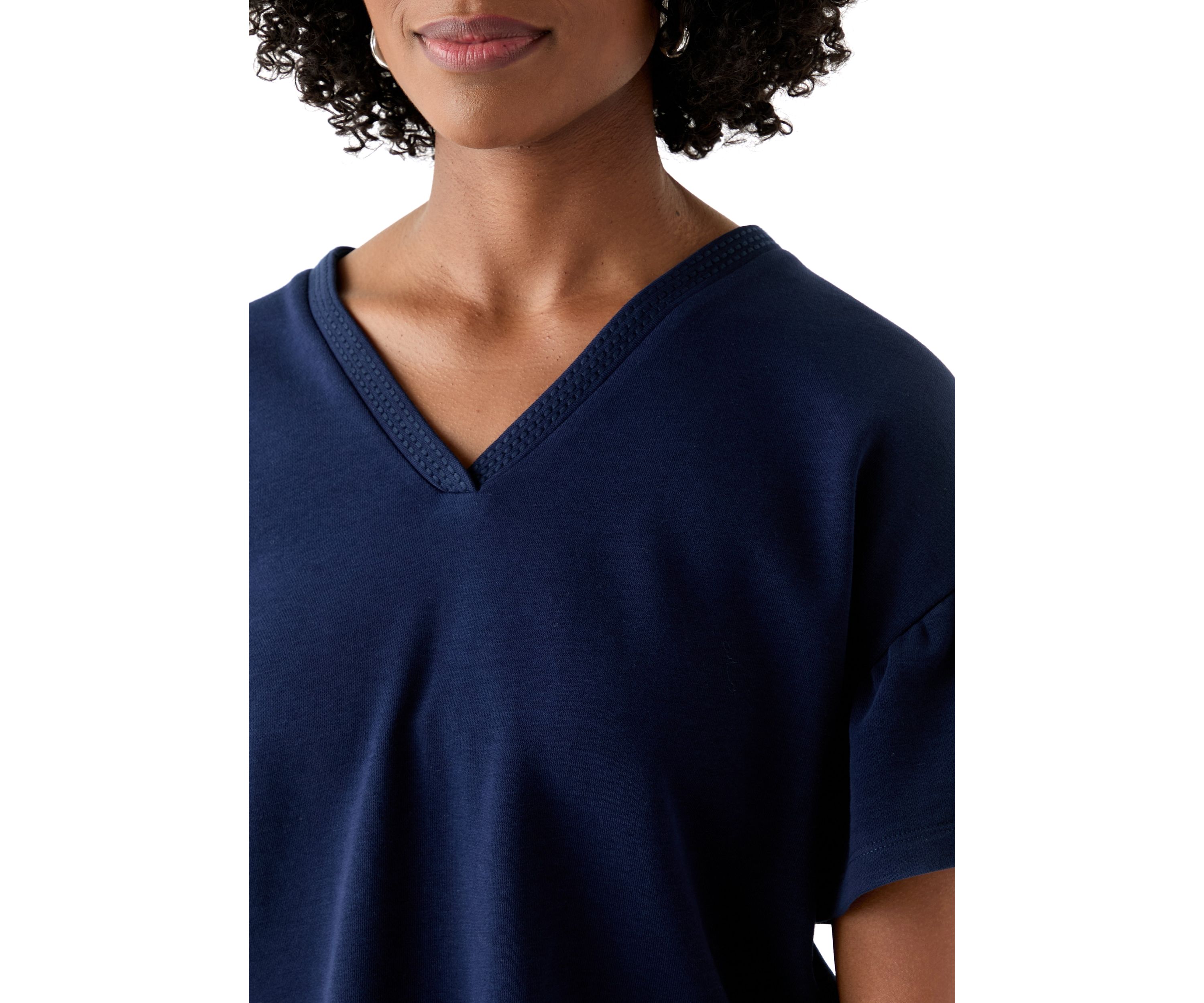 Womens Short Ruffle Sleeve V-Neck Top