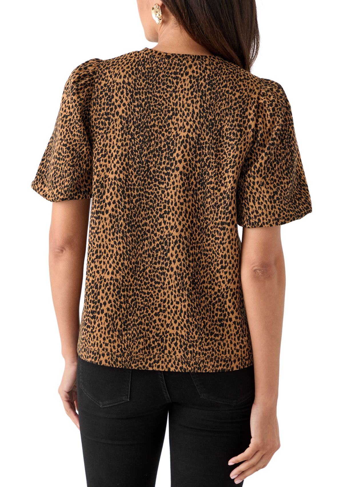 Womens Balloon Sleeve Jacquard Top