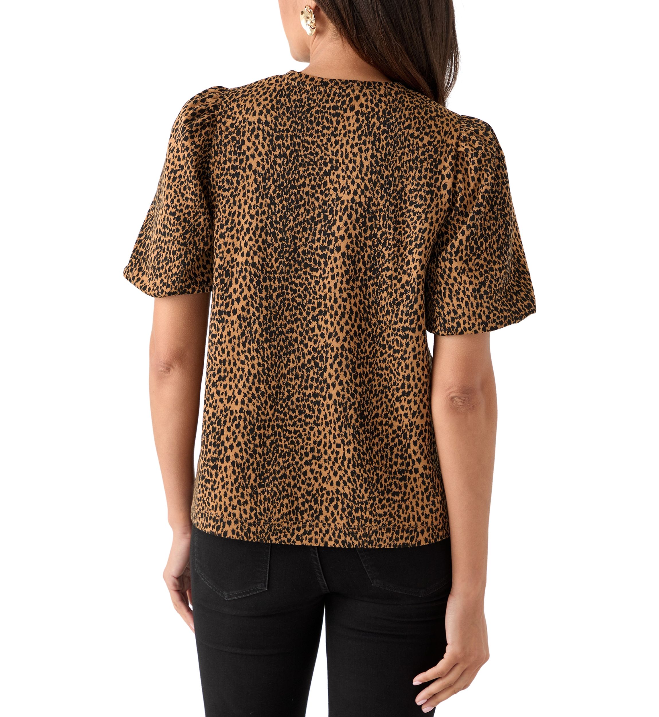 Womens Balloon Sleeve Jacquard Top