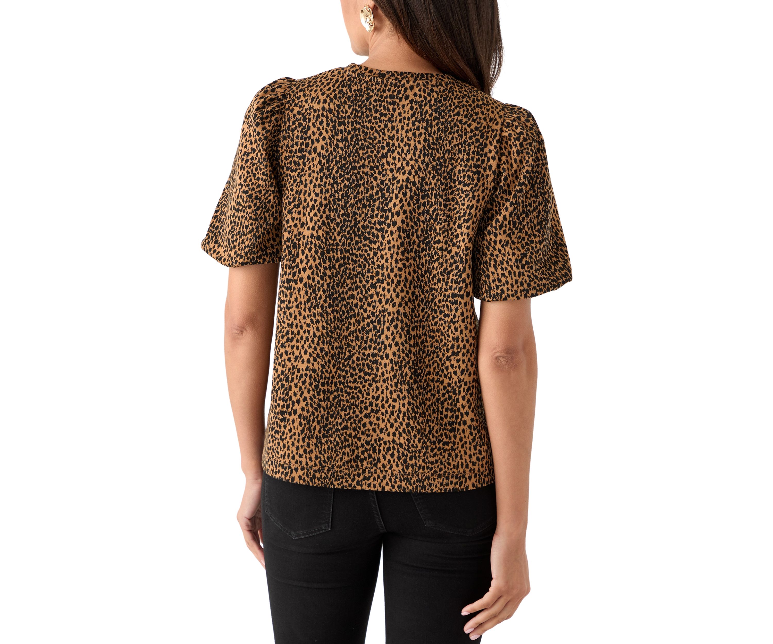 Womens Balloon Sleeve Jacquard Top