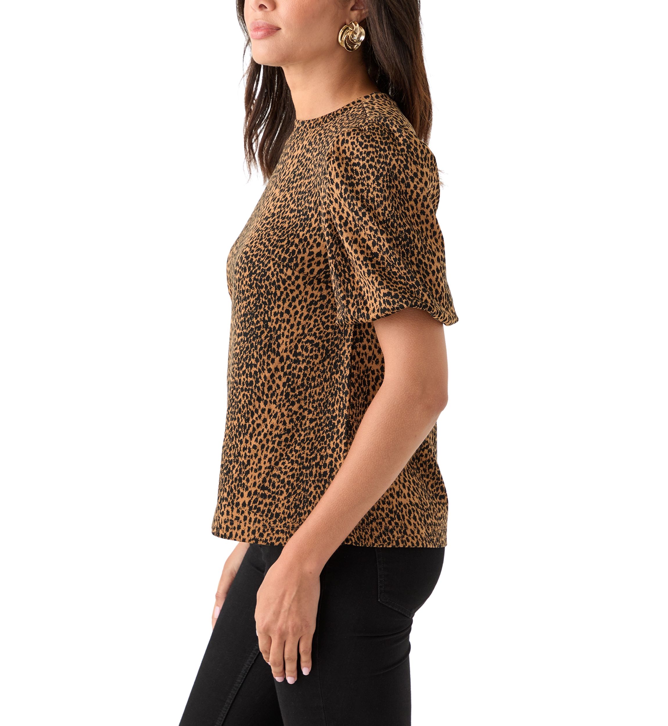 Womens Balloon Sleeve Jacquard Top