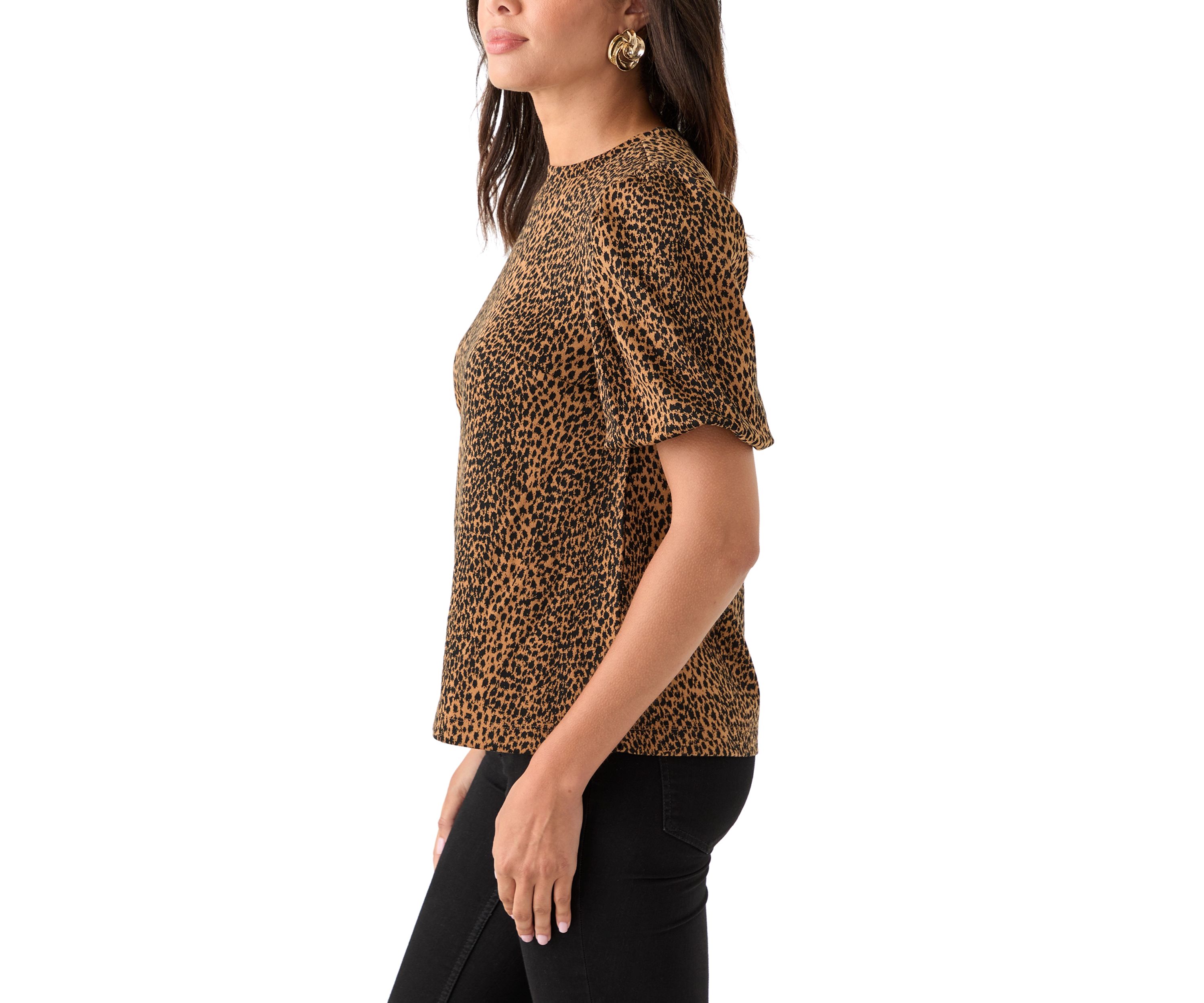 Womens Balloon Sleeve Jacquard Top