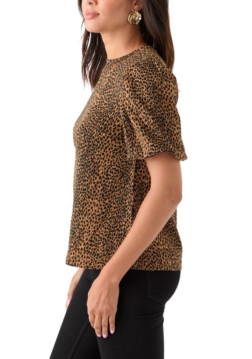 Womens Balloon Sleeve Jacquard Top