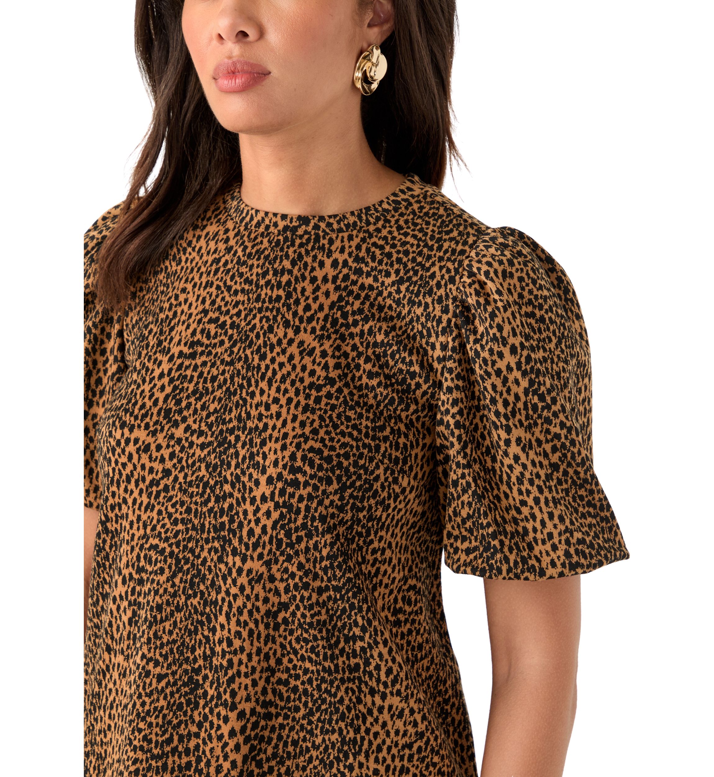 Womens Balloon Sleeve Jacquard Top