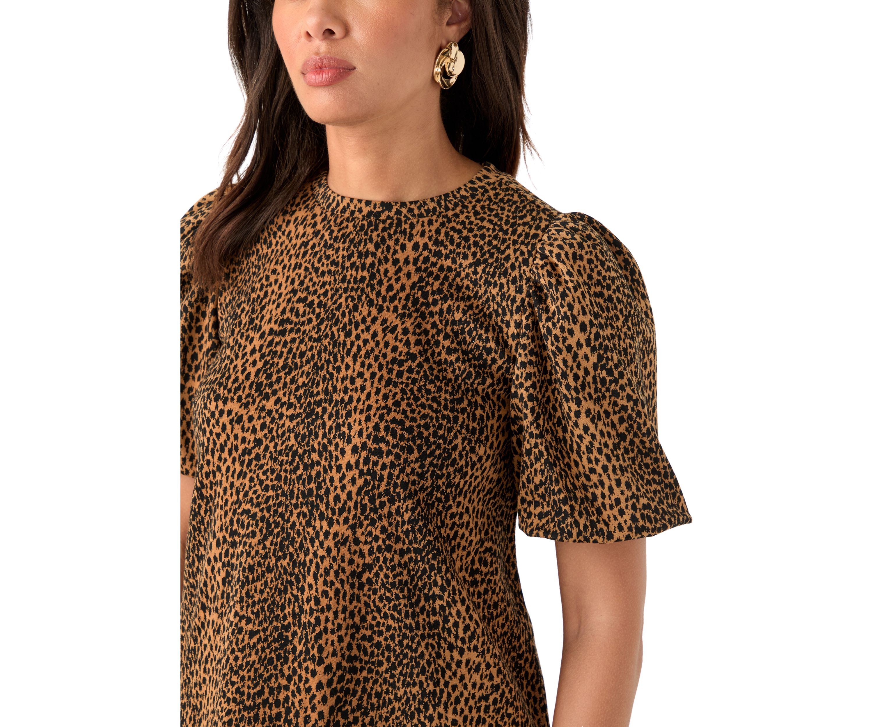 Womens Balloon Sleeve Jacquard Top