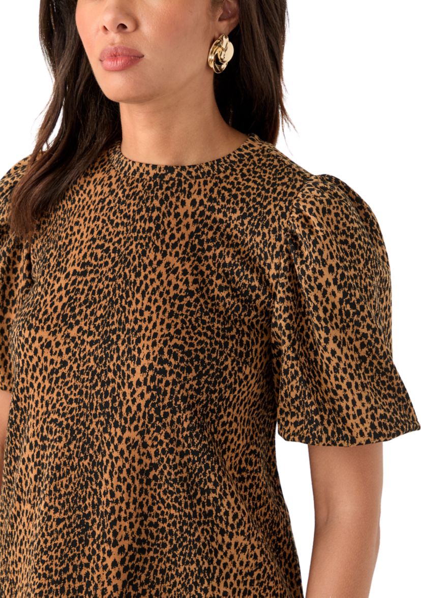 Womens Balloon Sleeve Jacquard Top