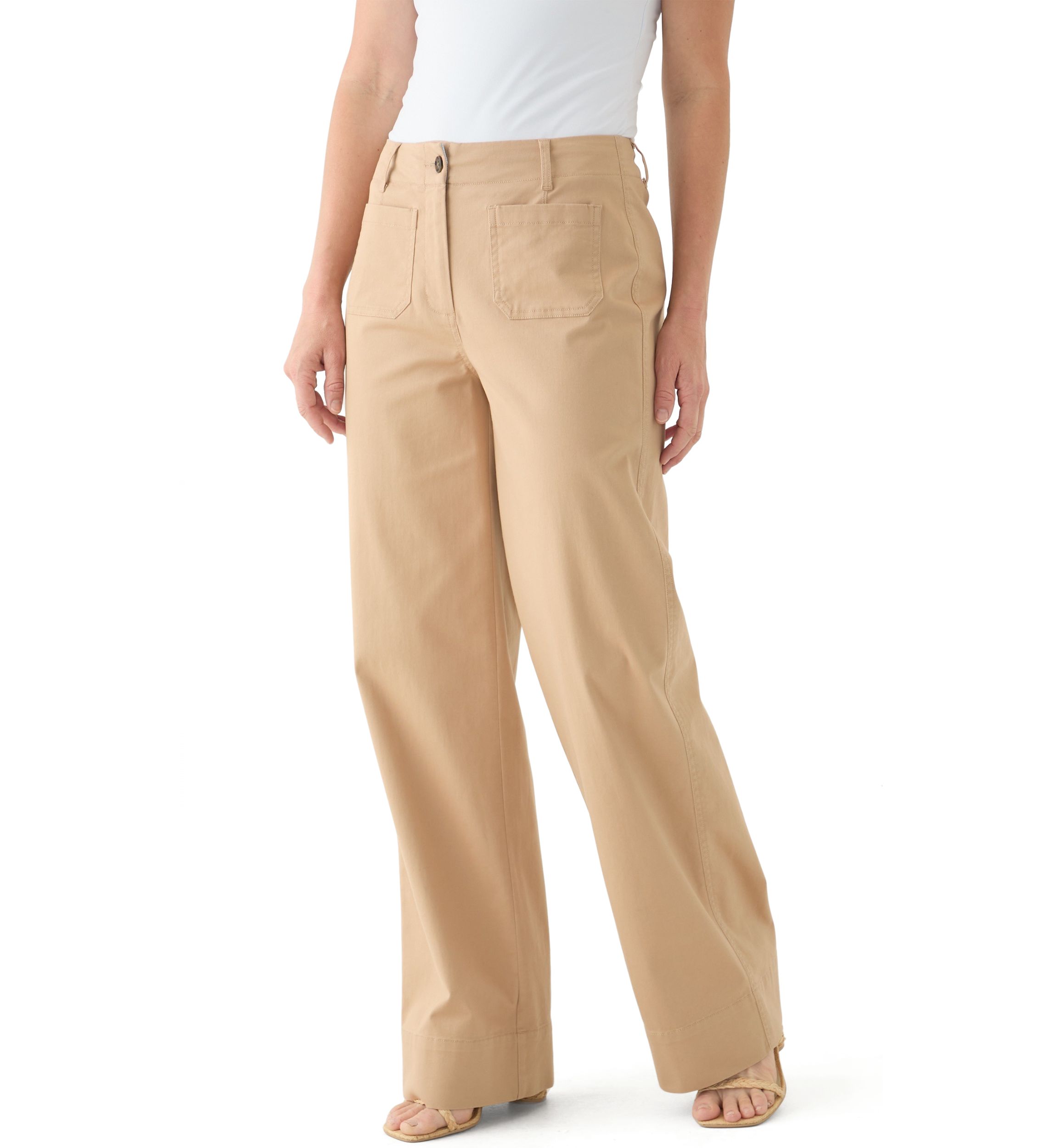 Womens Wide Leg Chino Pants