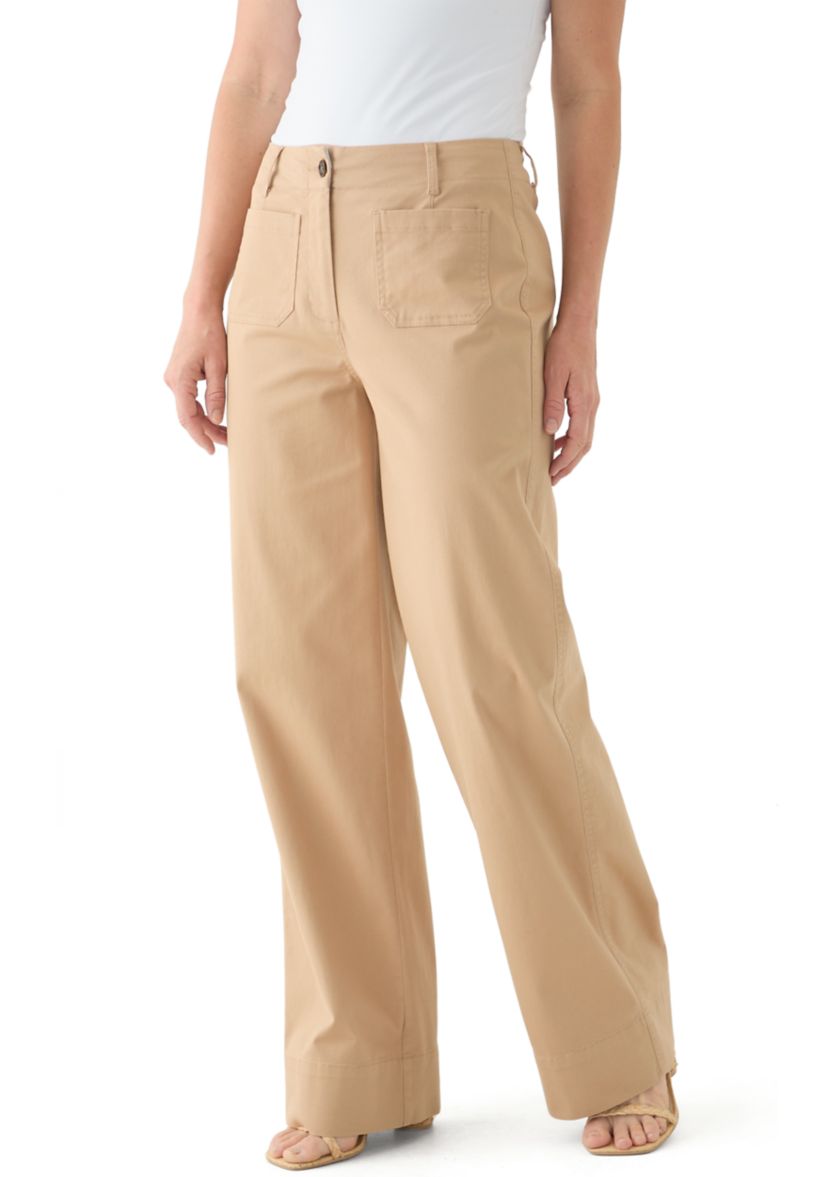 Womens Wide Leg Chino Pants