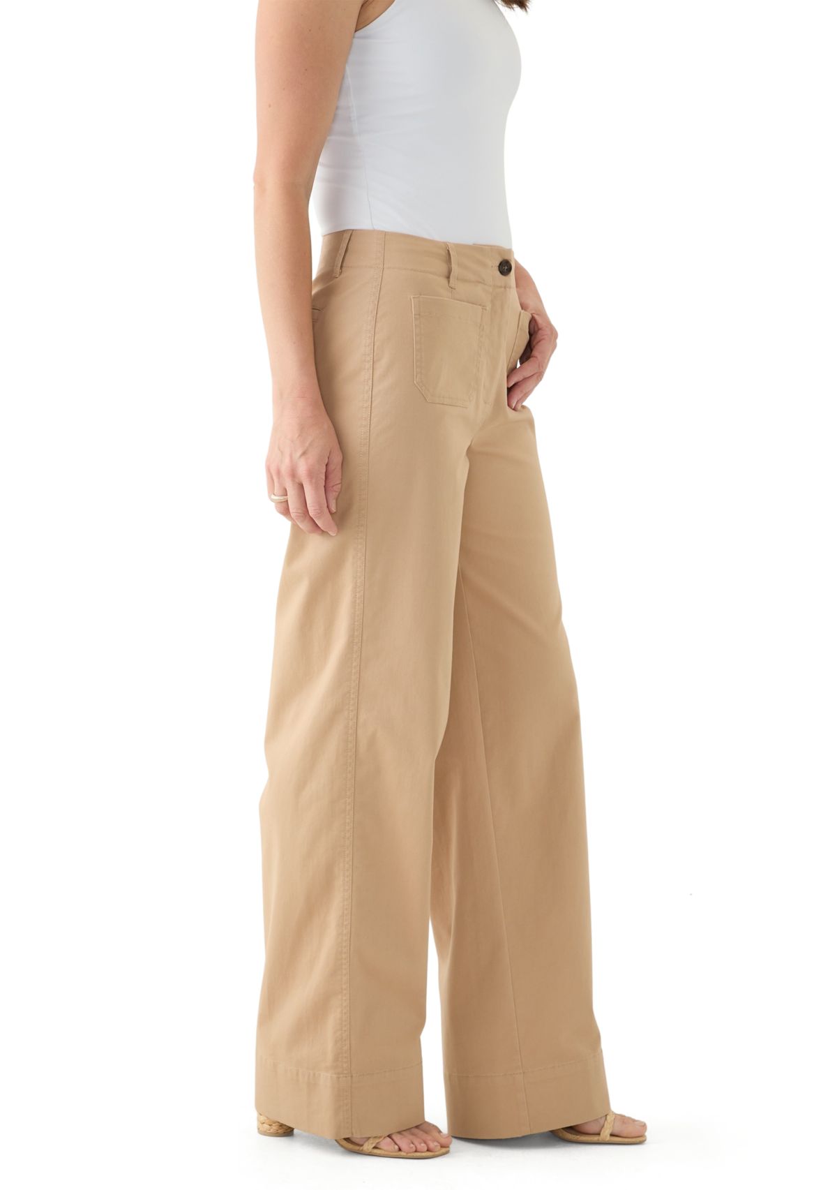 Womens Wide Leg Chino Pants