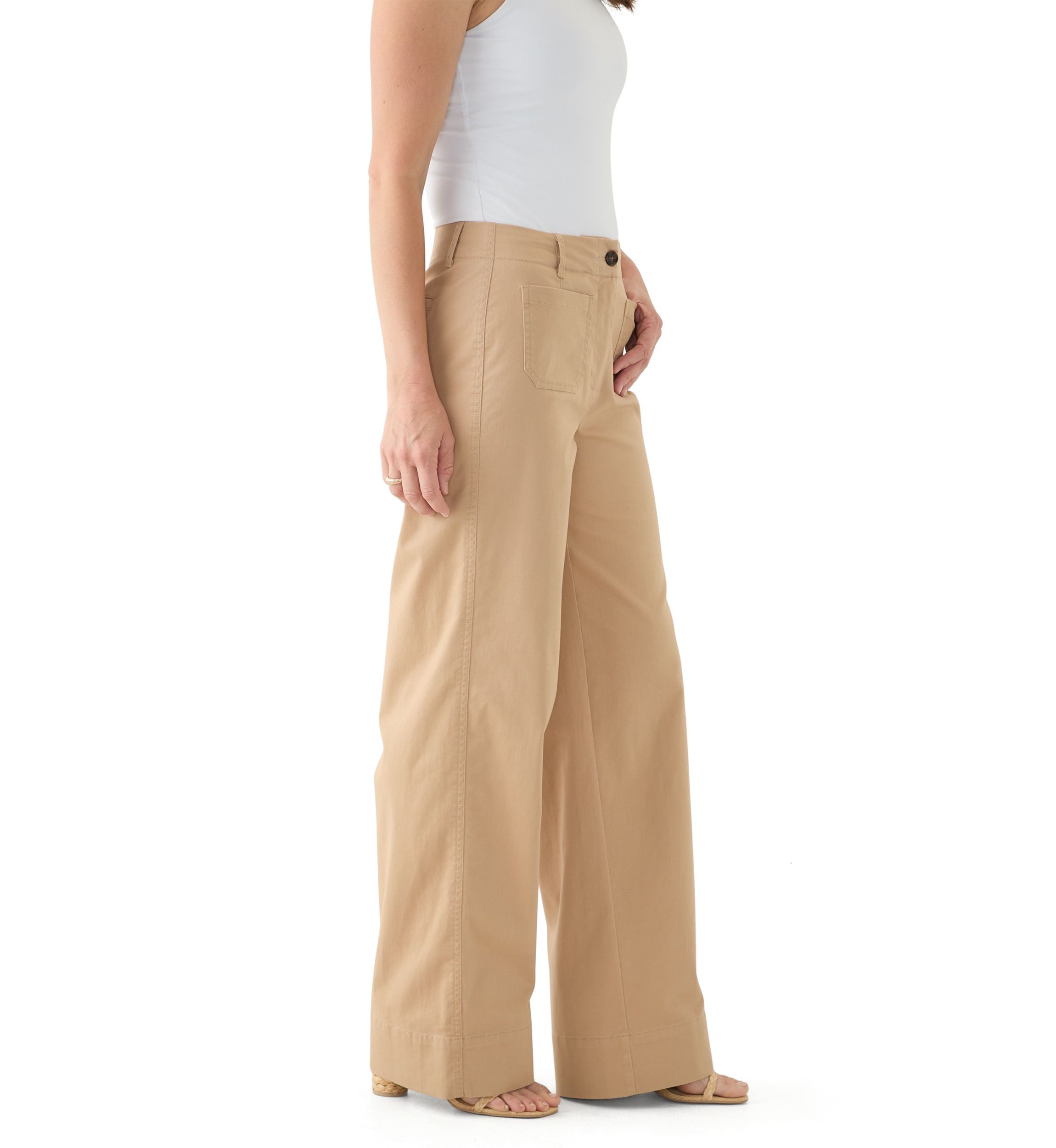 Womens Wide Leg Chino Pants