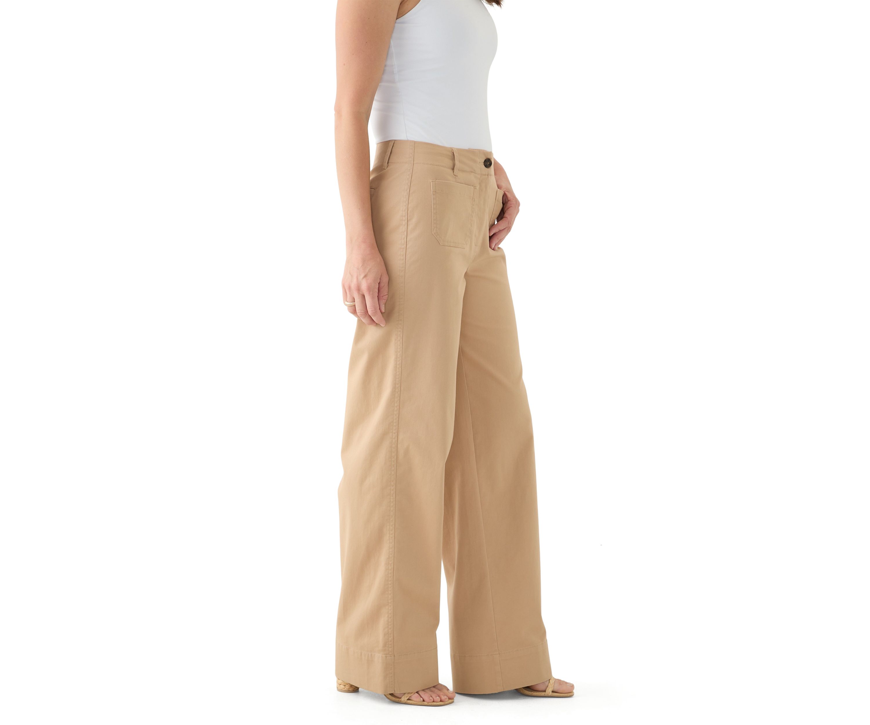 Womens Wide Leg Chino Pants