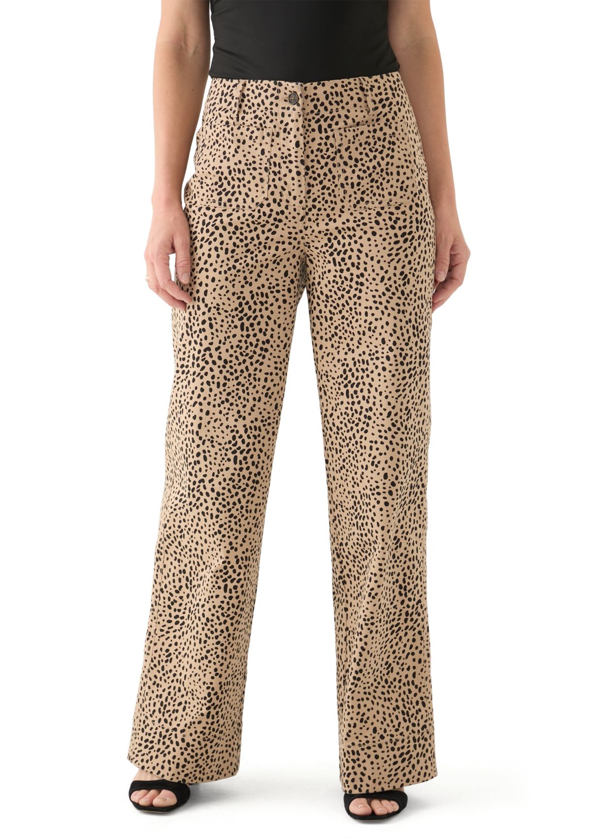 Womens Wide Leg Printed Chino Pants