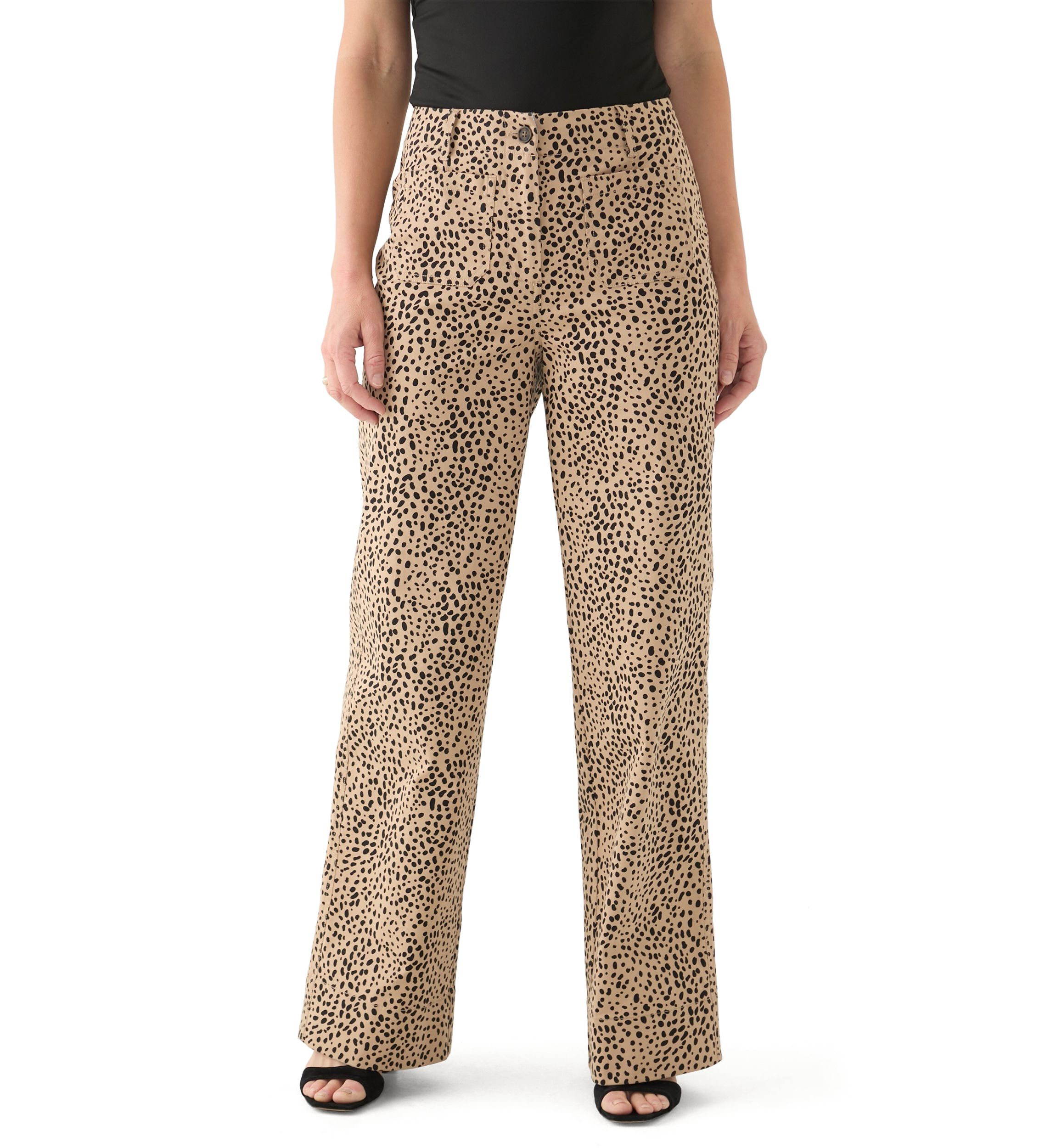 Womens Wide Leg Printed Chino Pants