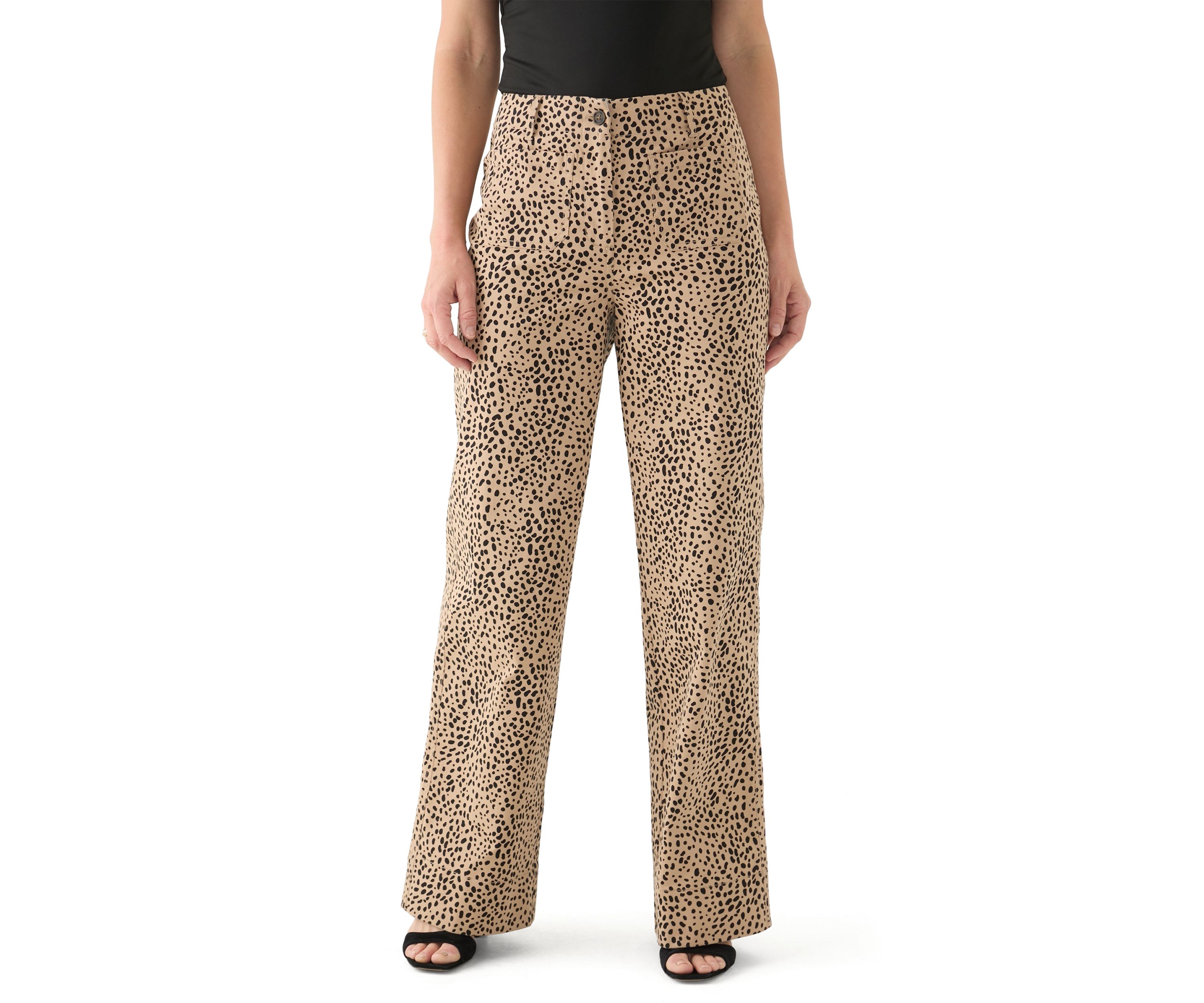Womens Wide Leg Printed Chino Pants