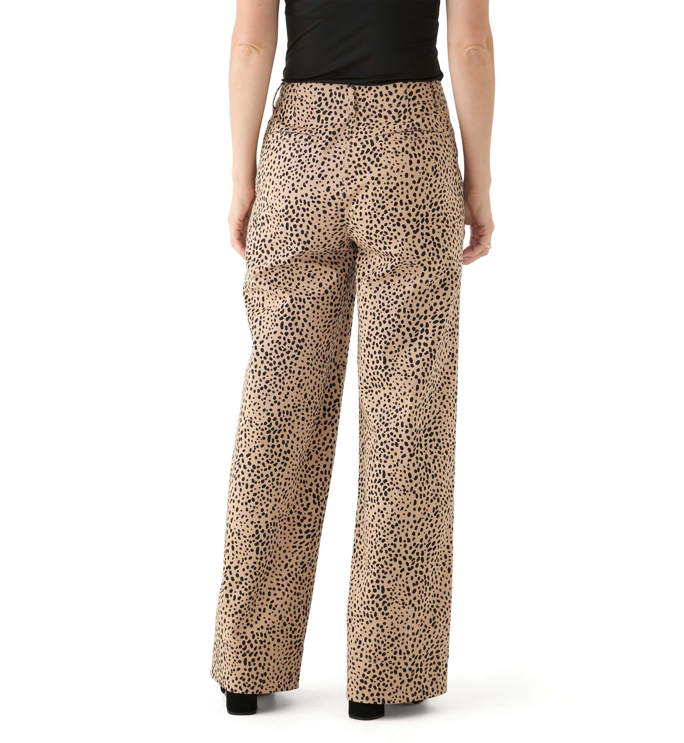 Womens Wide Leg Printed Chino Pants