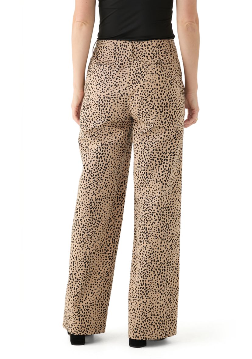 Womens Wide Leg Printed Chino Pants