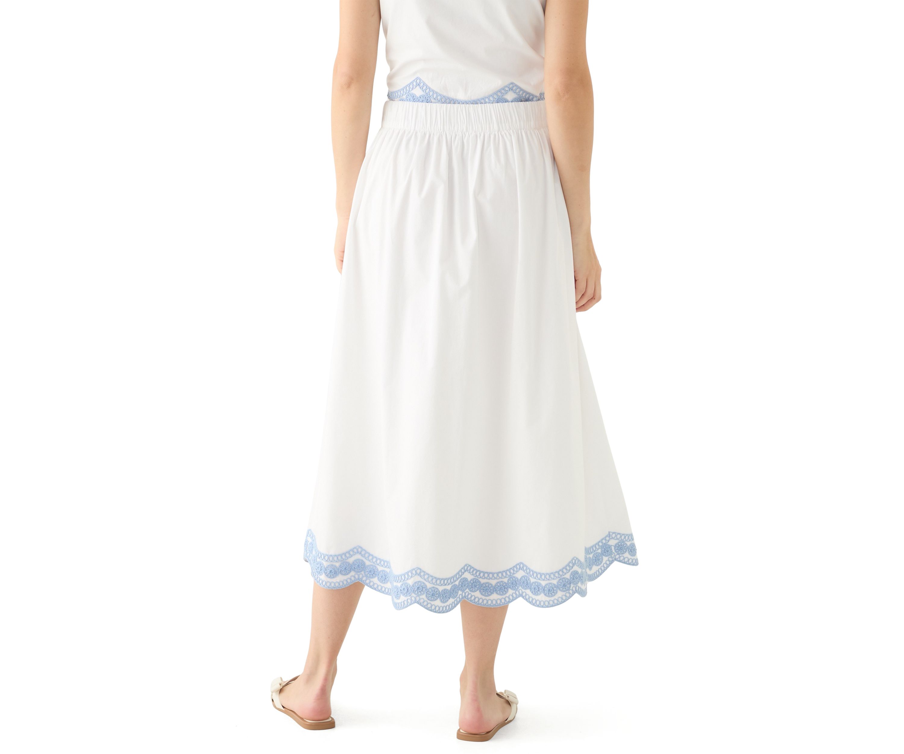Womens Embroidered Midi Skirt