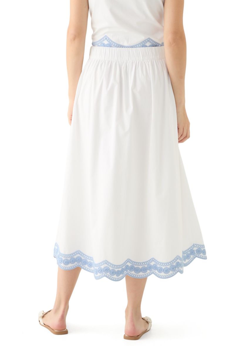 Womens Embroidered Midi Skirt