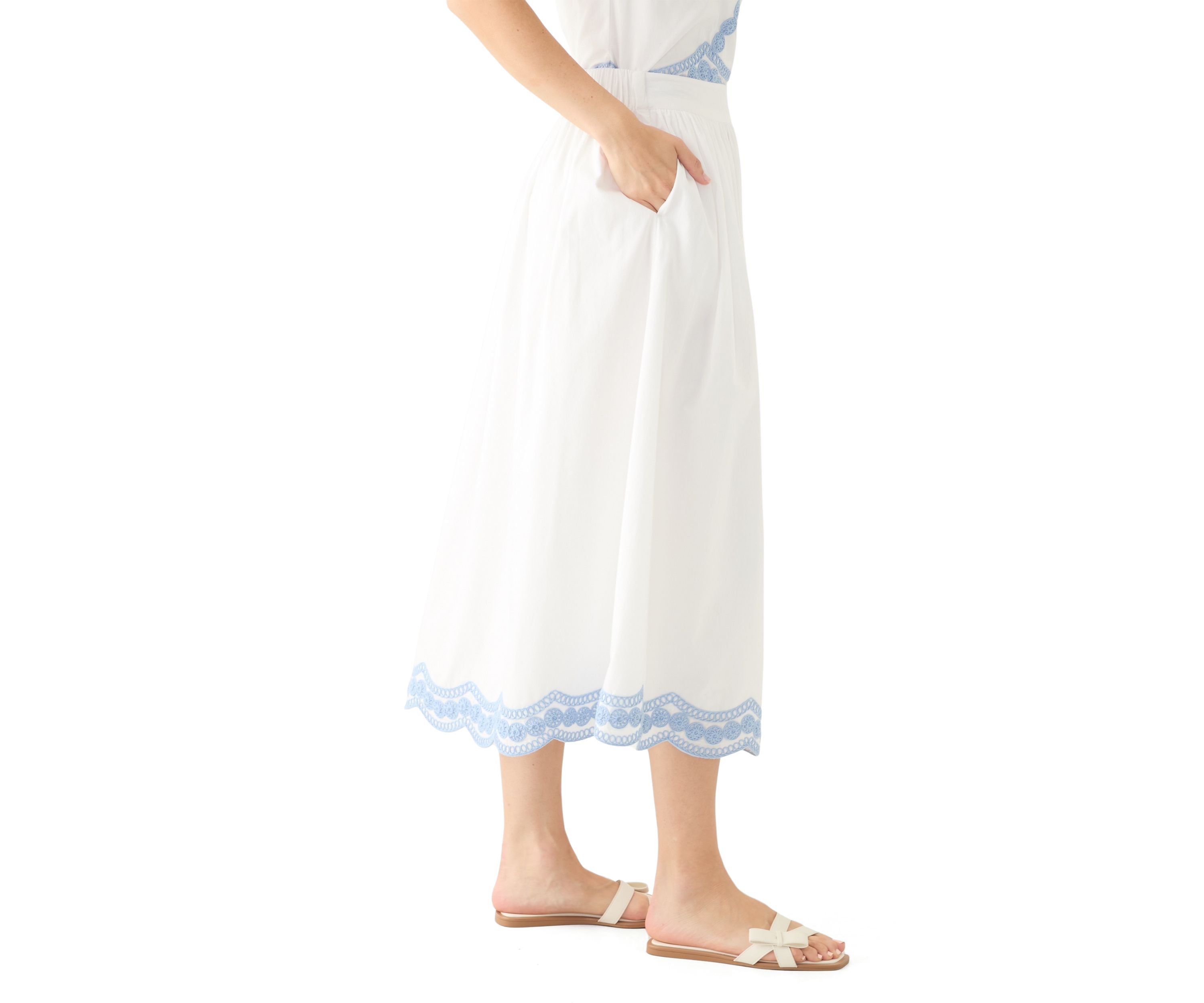 Womens Embroidered Midi Skirt