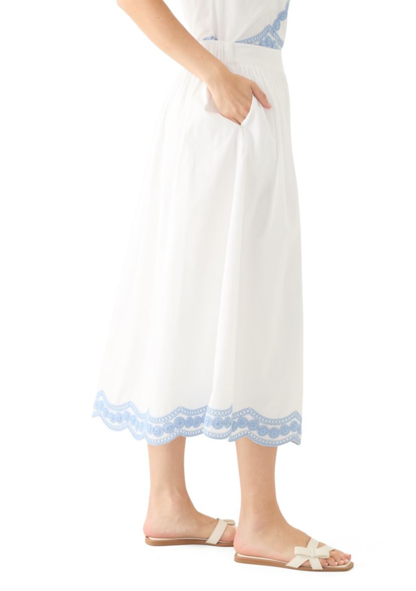 Womens Embroidered Midi Skirt