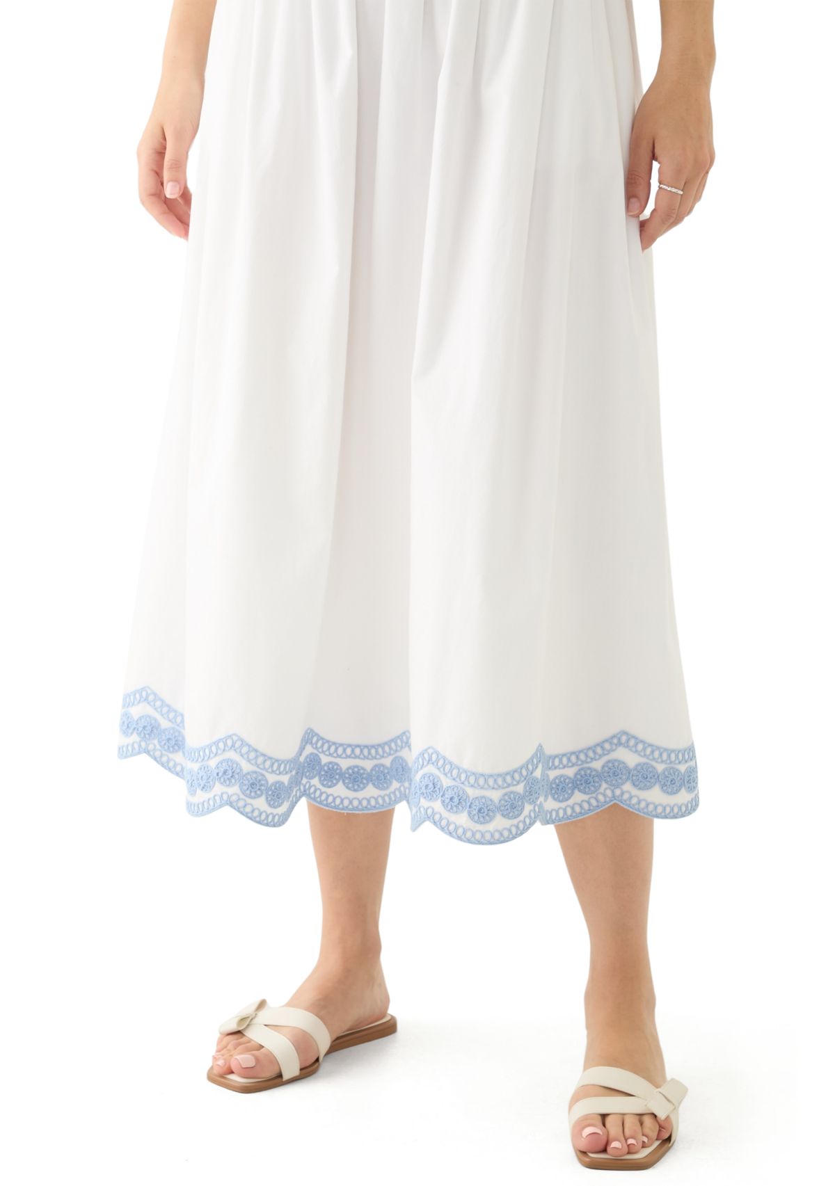 Womens Embroidered Midi Skirt