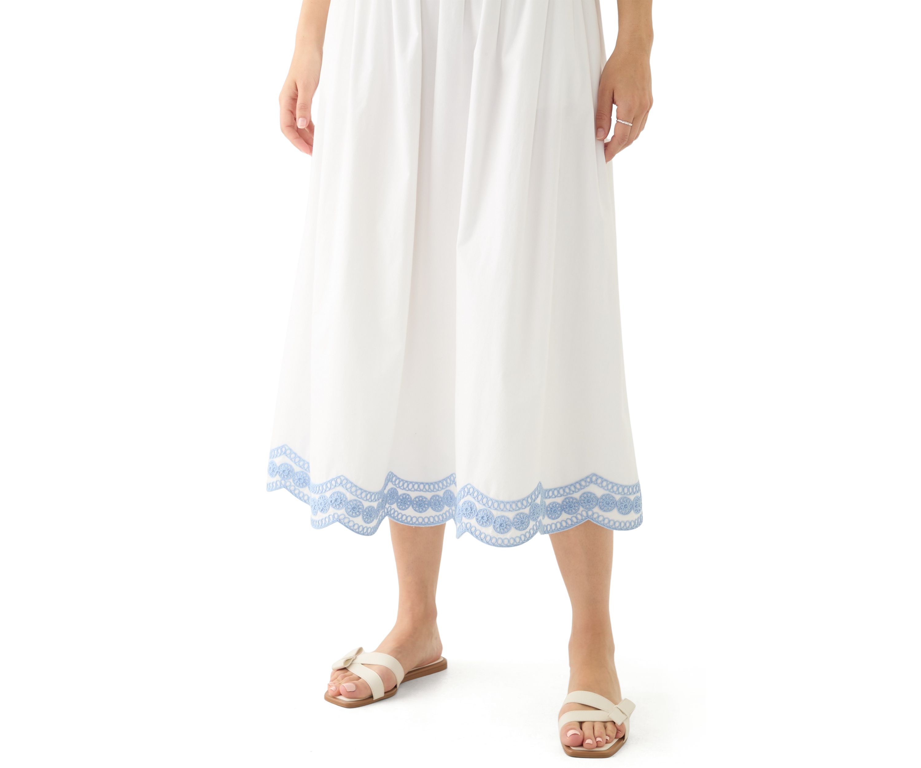 Womens Embroidered Midi Skirt