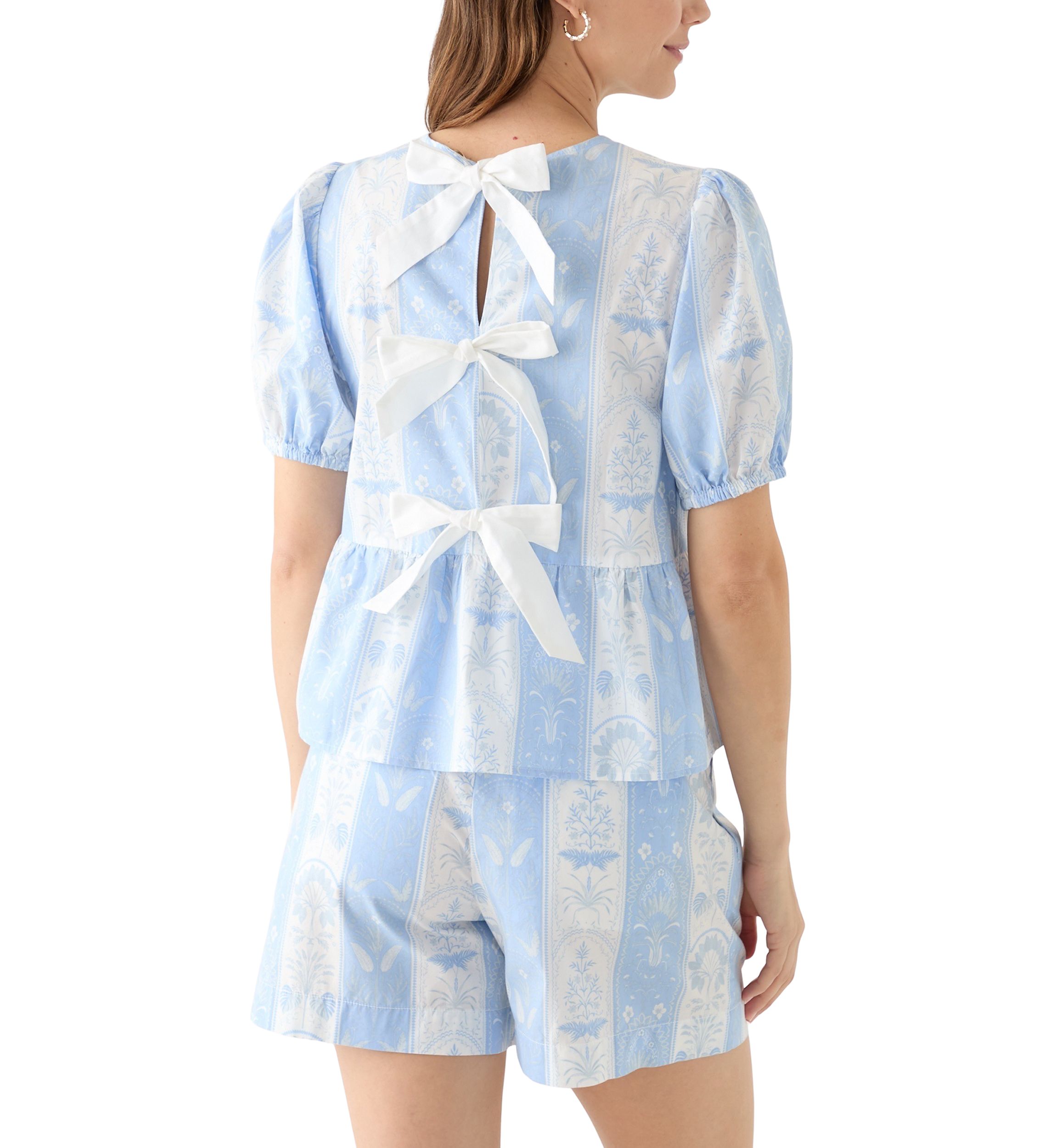 Womens Bow Back Printed Top
