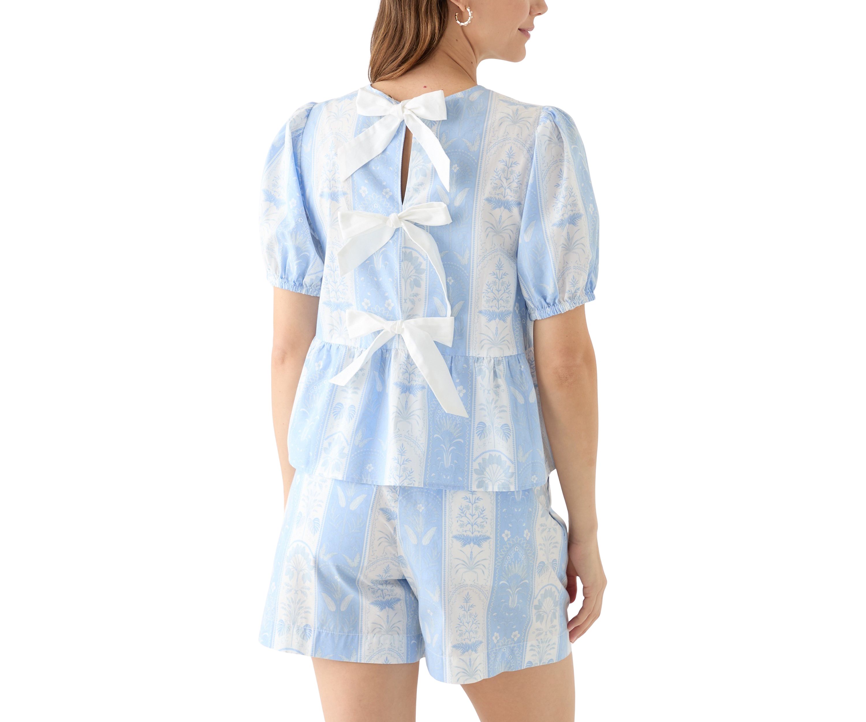 Womens Bow Back Printed Top