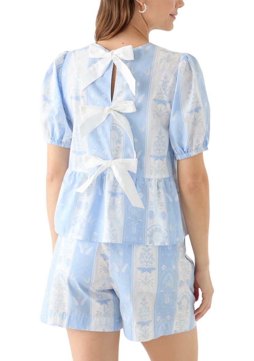 Womens Bow Back Printed Top