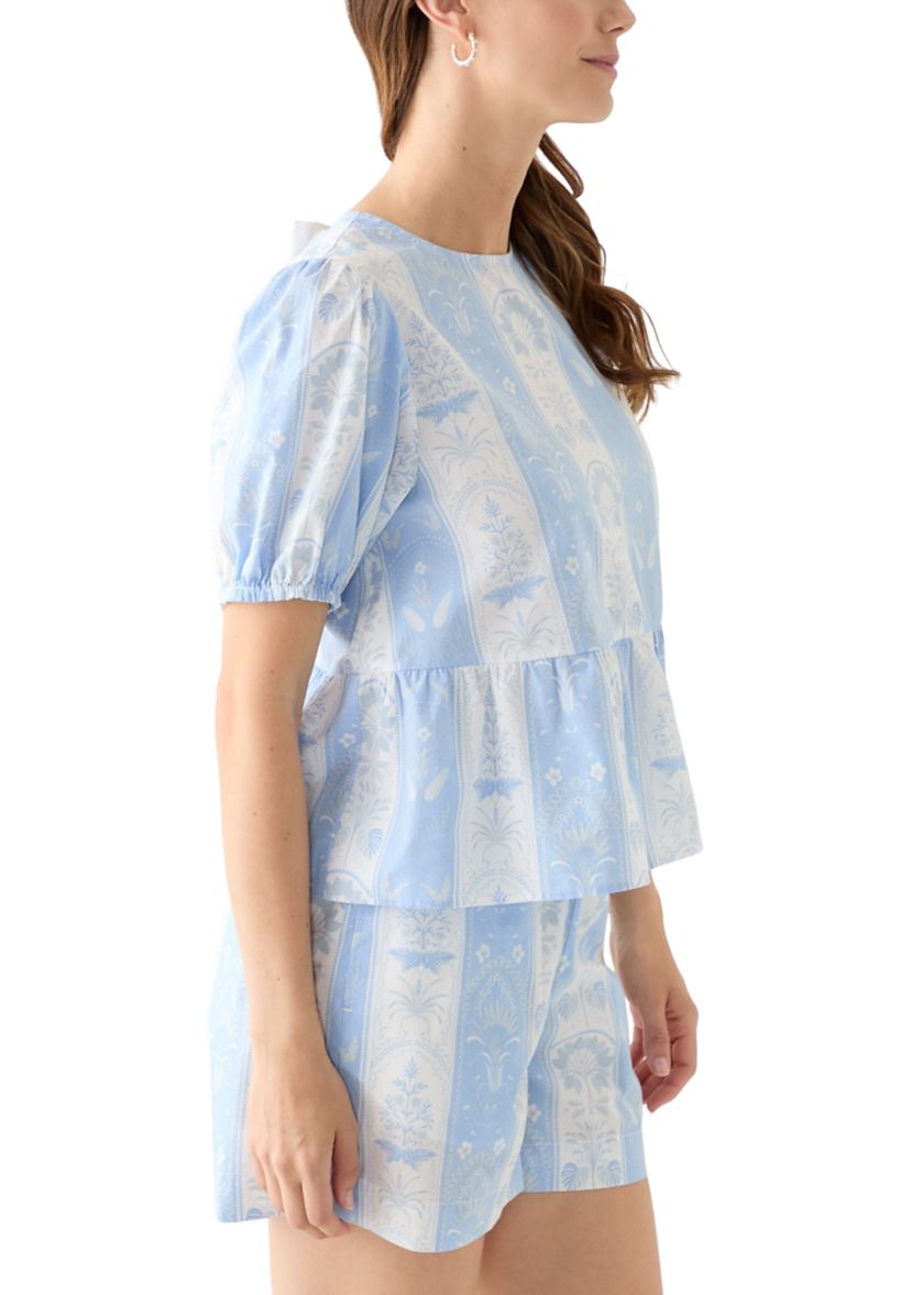 Womens Bow Back Printed Top