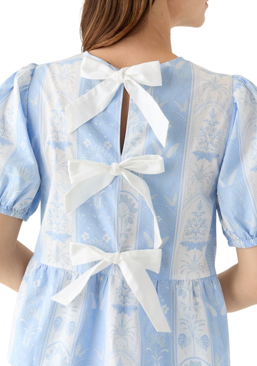 Womens Bow Back Printed Top