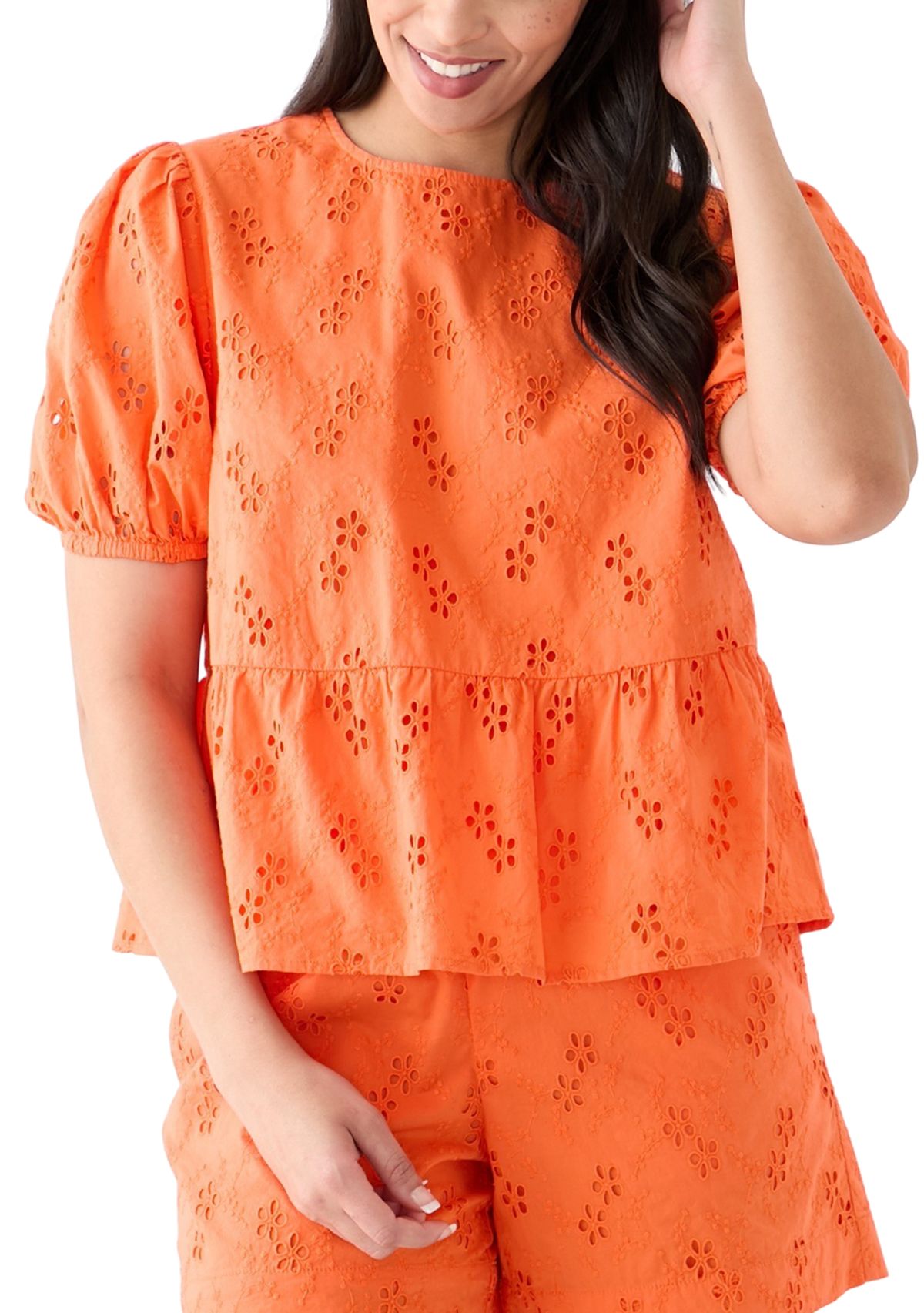 Crown & Ivy™ Women's Short Sleeve Bow Back Top | Belk