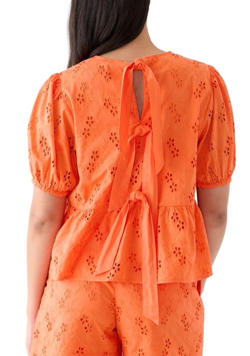 Womens Short Sleeve Bow Back Top