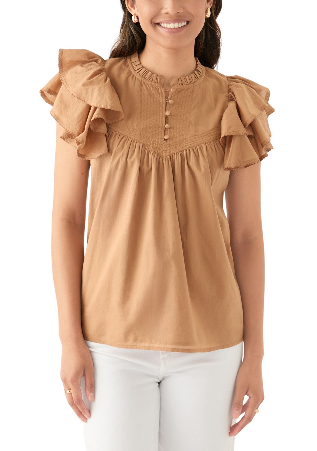 Womens Short Flutter Sleeve Top