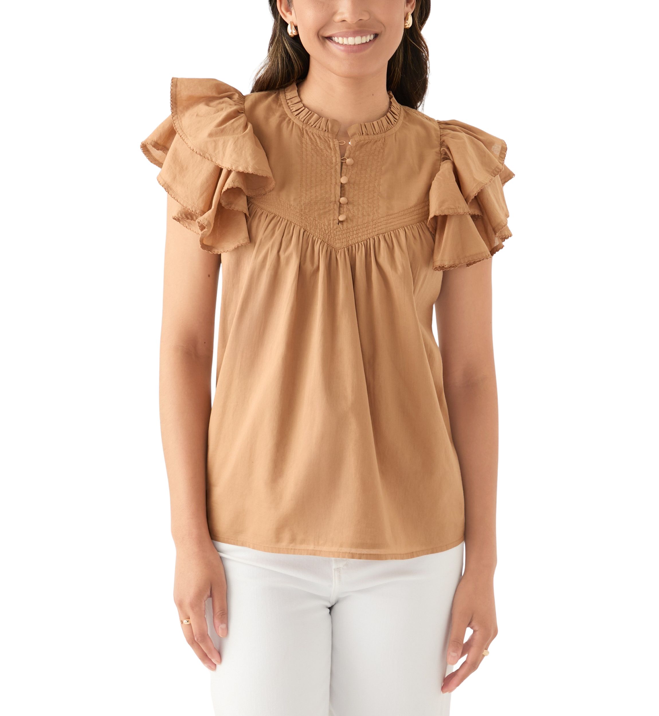 Womens Short Flutter Sleeve Top
