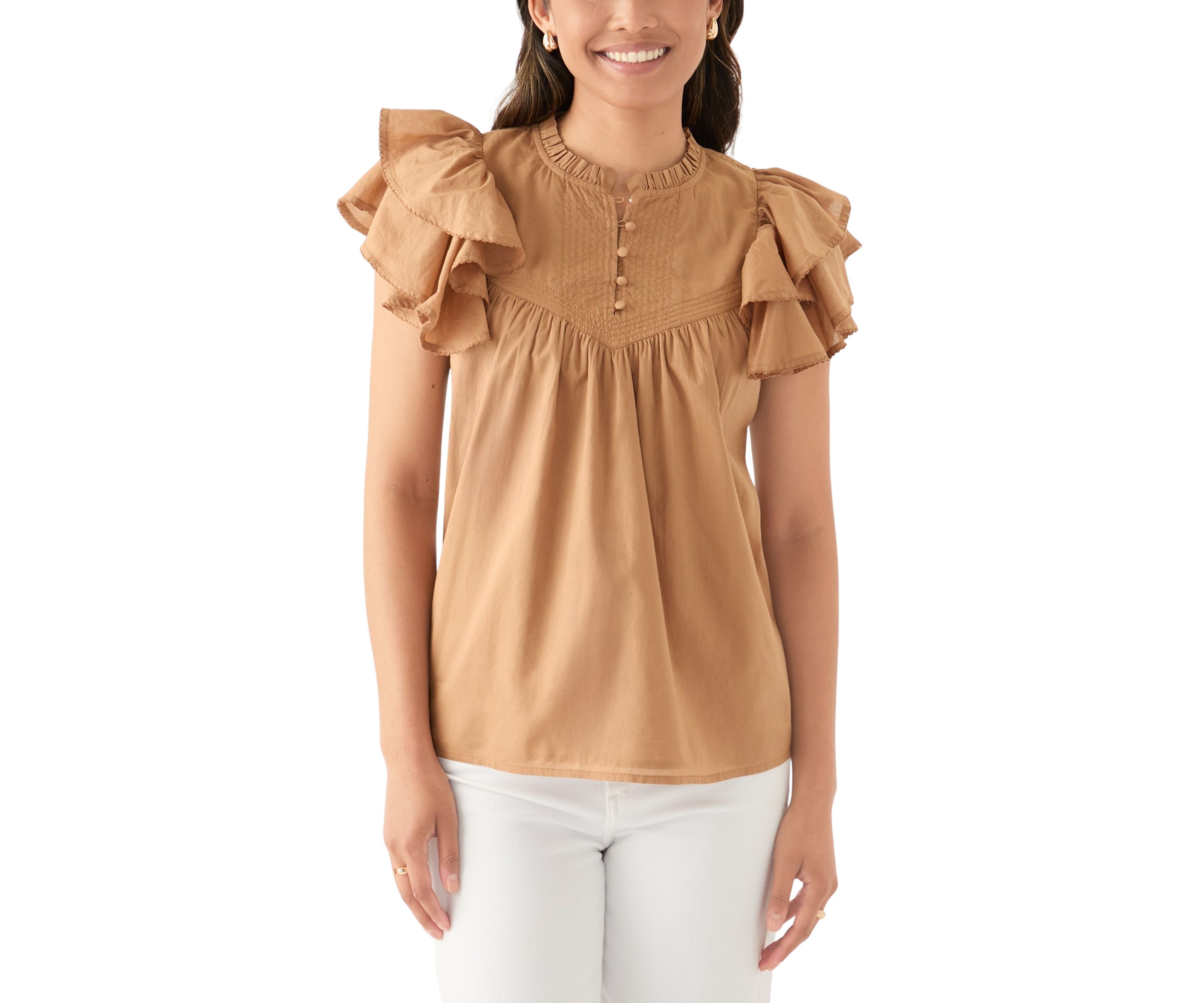 Womens Short Flutter Sleeve Top