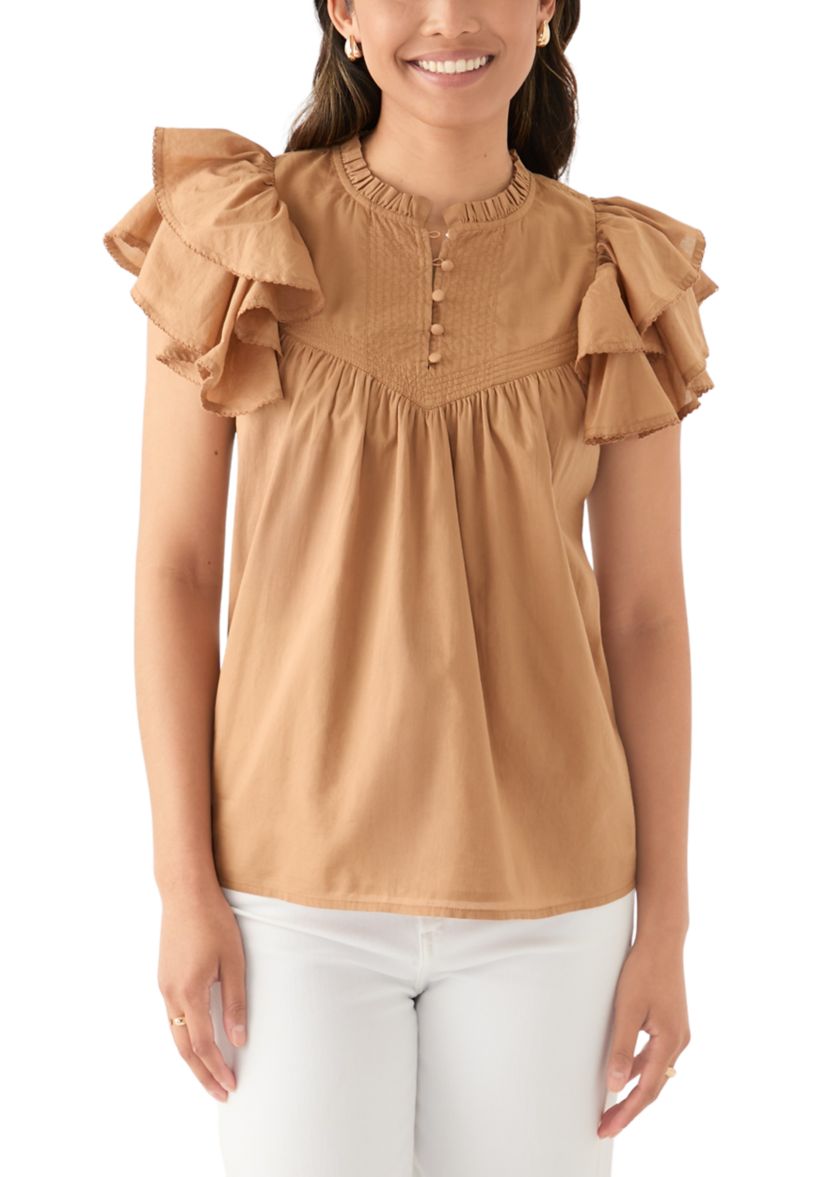 Womens Short Flutter Sleeve Top