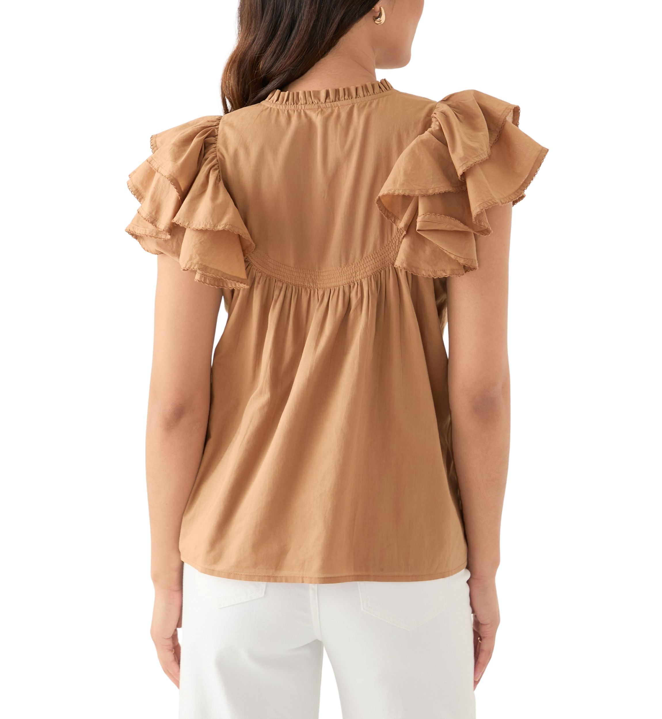 Womens Short Flutter Sleeve Top