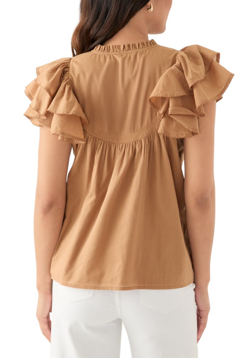 Womens Short Flutter Sleeve Top