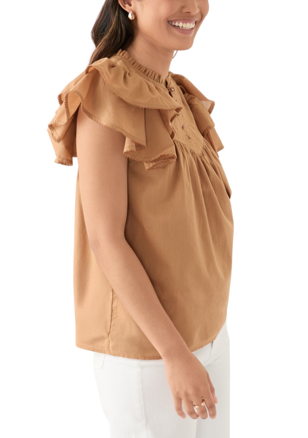 Womens Short Flutter Sleeve Top