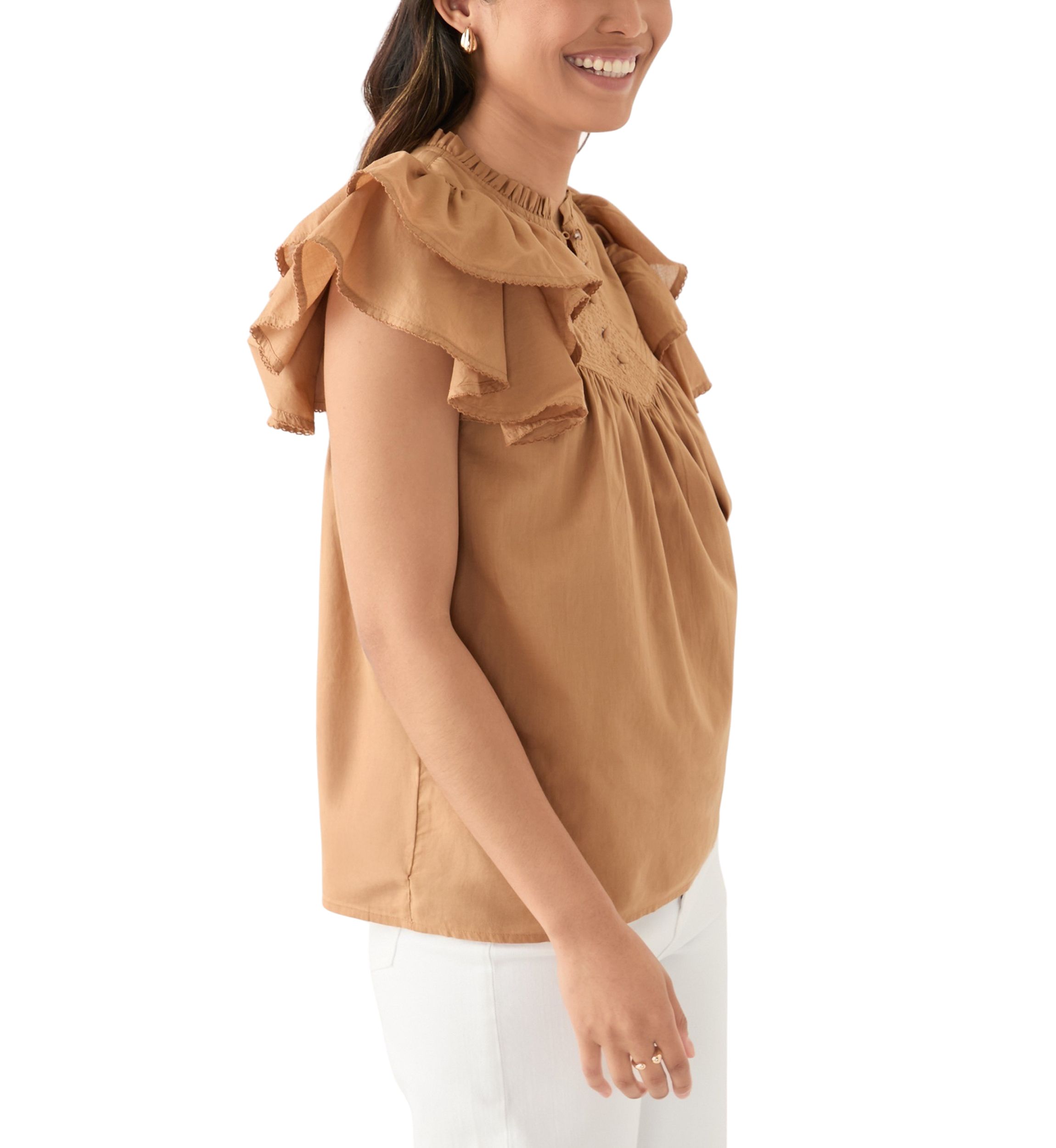 Womens Short Flutter Sleeve Top