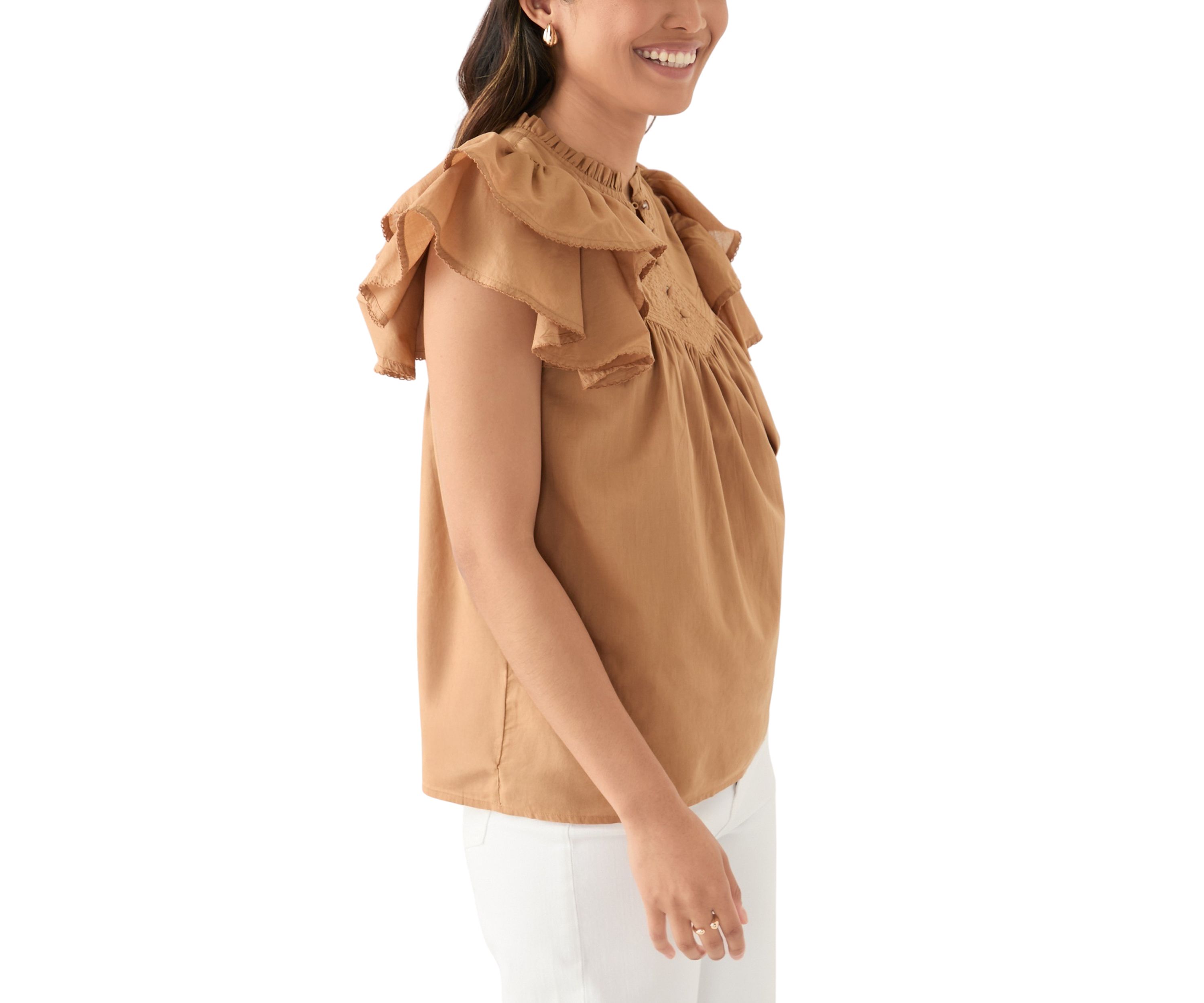 Womens Short Flutter Sleeve Top